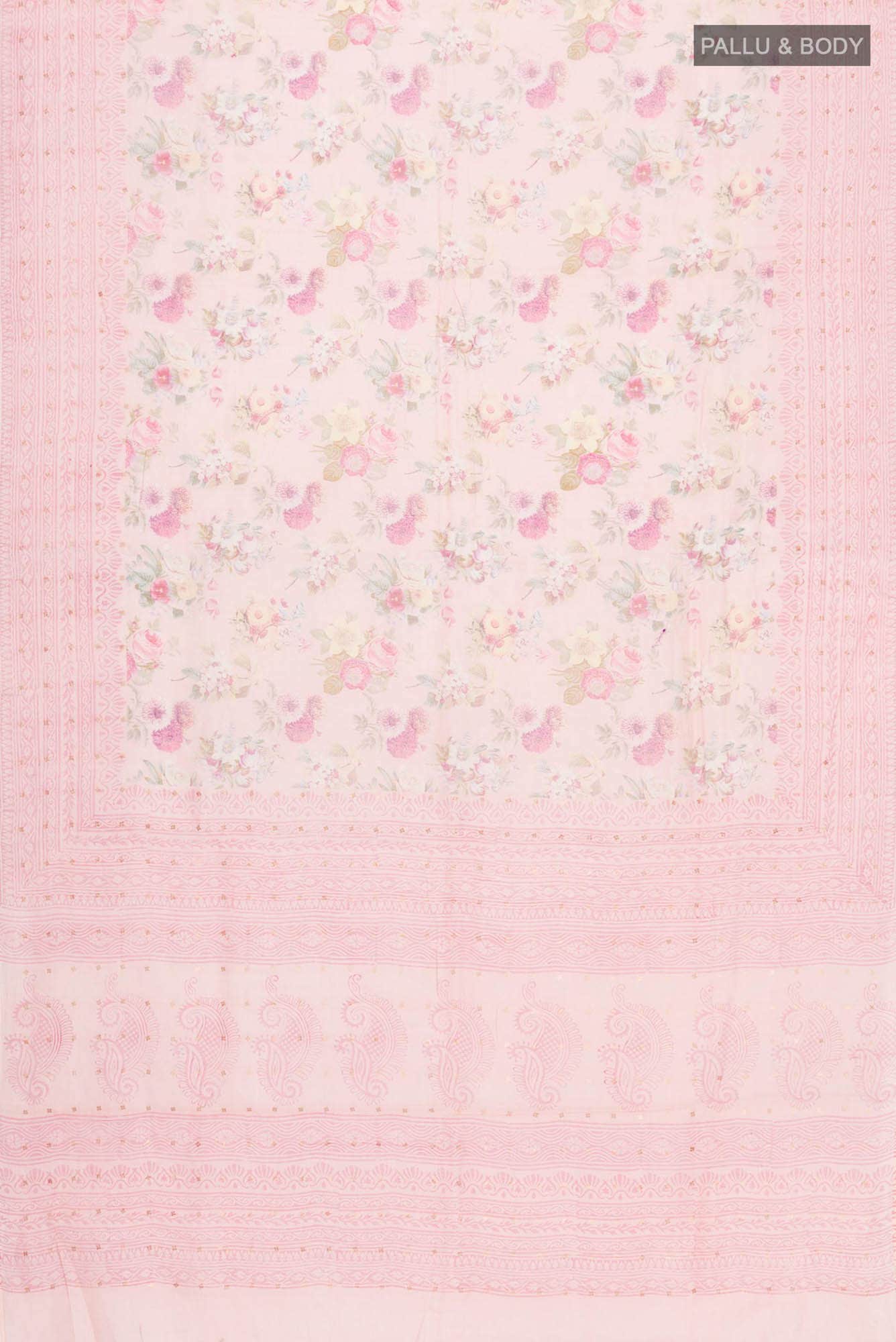 Coral Linen Saree - Image 3