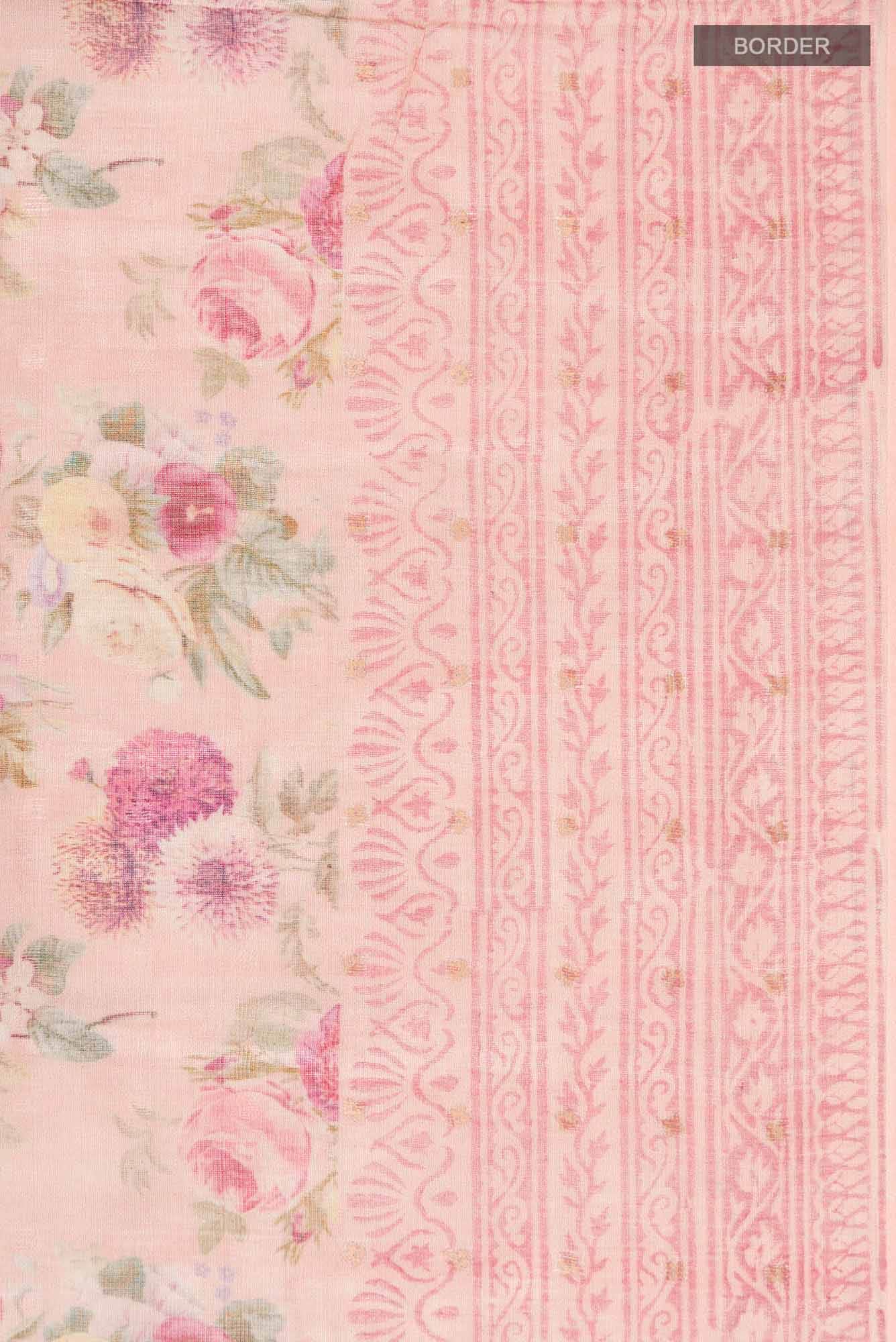 Coral Linen Saree - Image 4