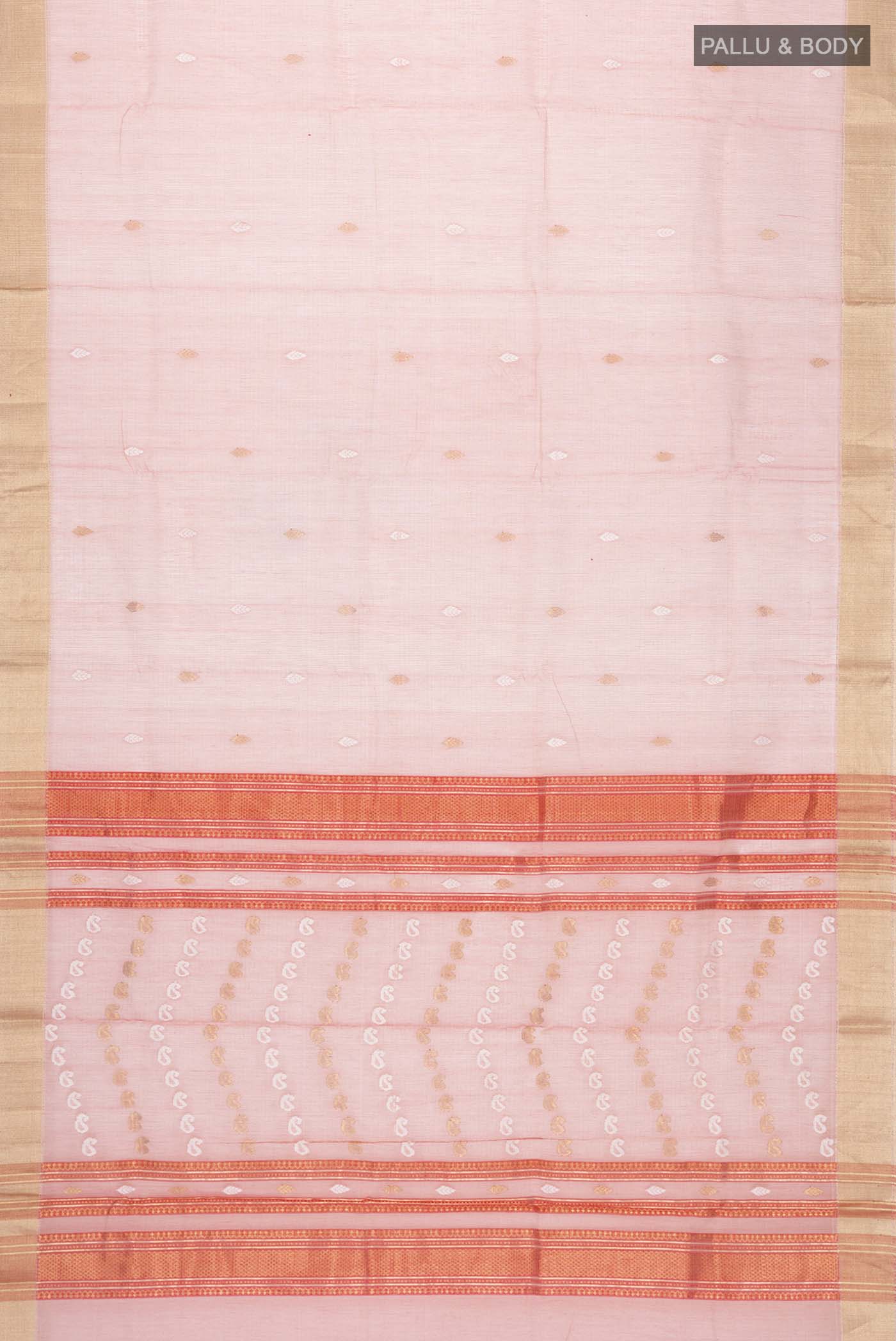 Coral Maheshwari Silk Cotton Saree - Image 5