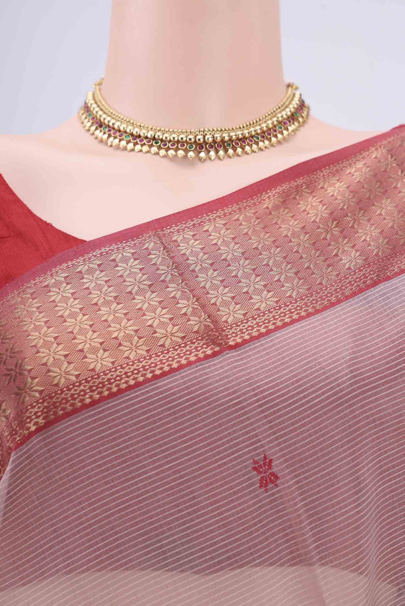 Mauve Maheshwari Silk Cotton Saree - Image 2