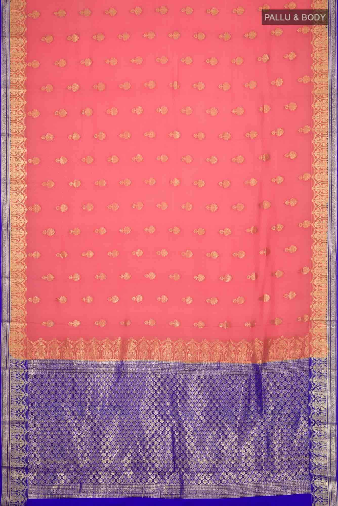 Coral Mysore Crepe Saree - Image 3