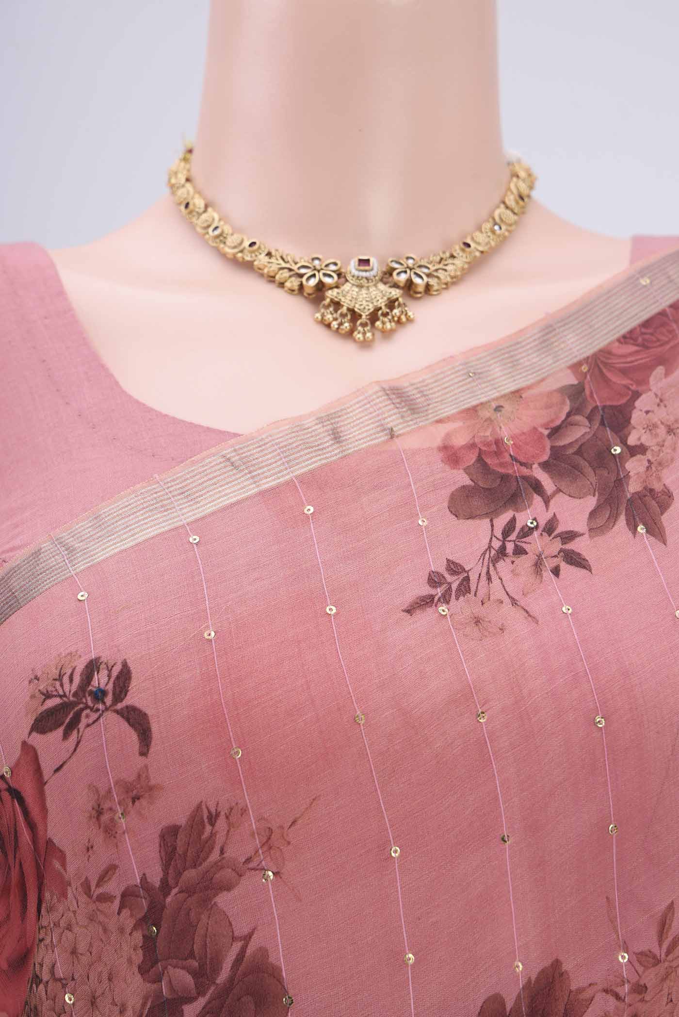 Pink Organza Silk Saree - Image 2