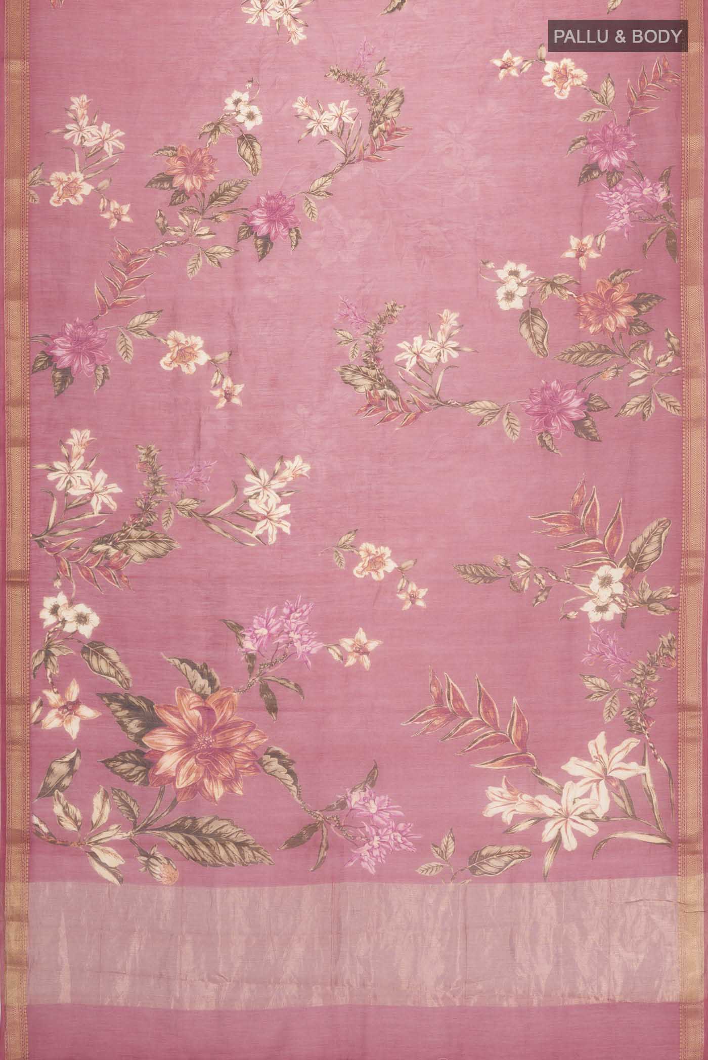 Coral Silk Cotton Saree - Image 3