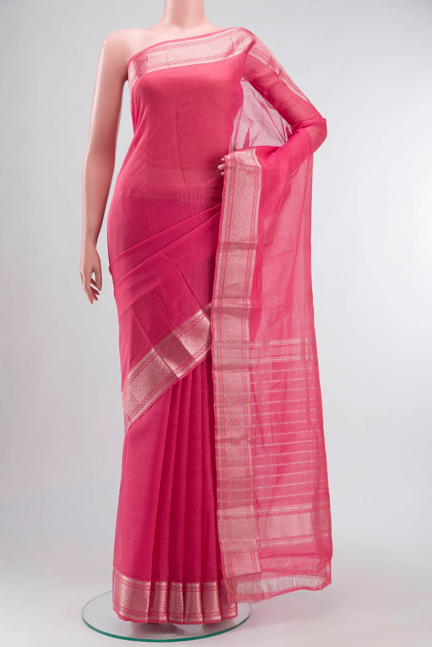 Coral Silk Cotton Saree