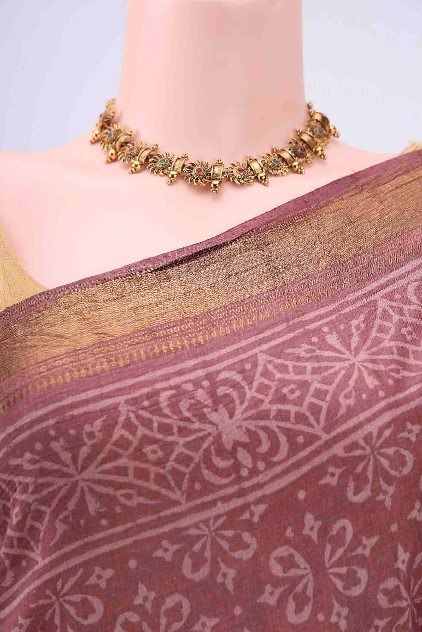 Coral Tussar Silk Saree - Image 2