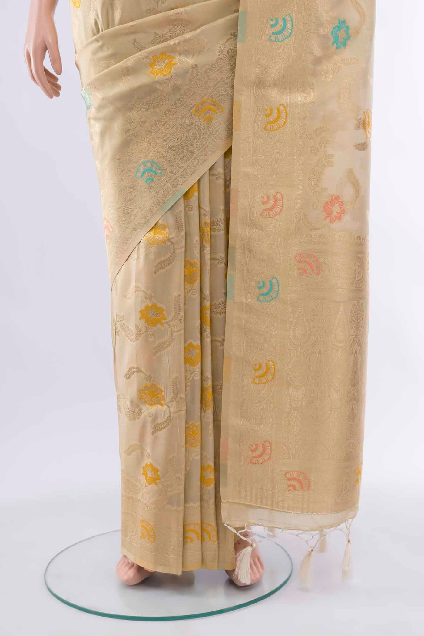 Cream Art Silk Saree - Image 3