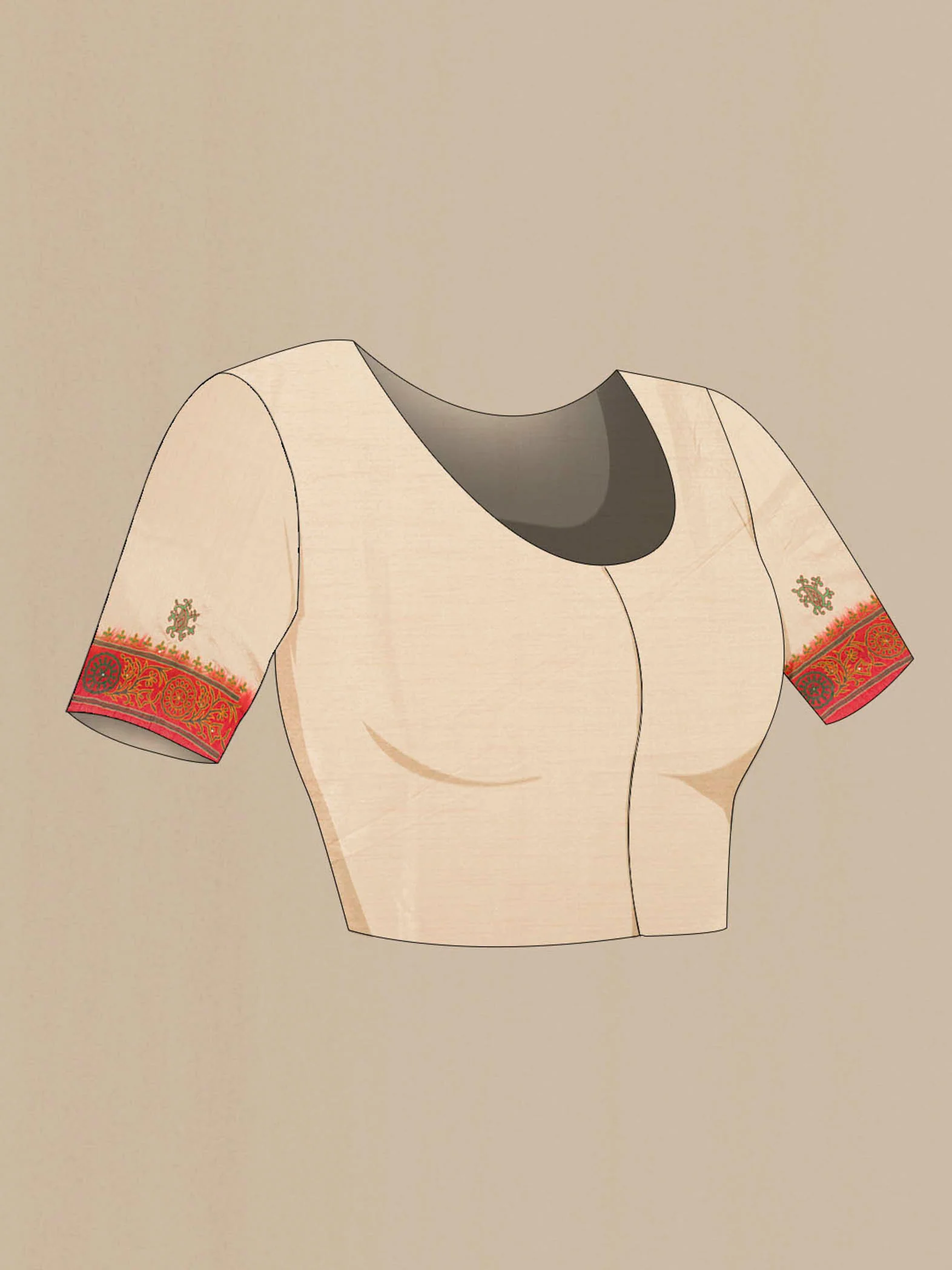Beige Blended Raw Silk Saree - Image 4