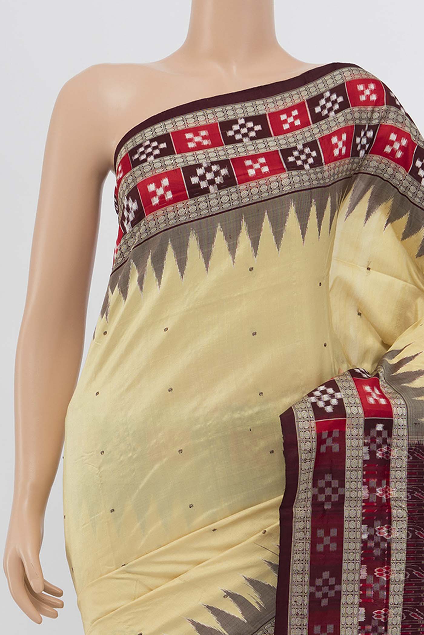 Cream Assam Silk Saree - Image 2