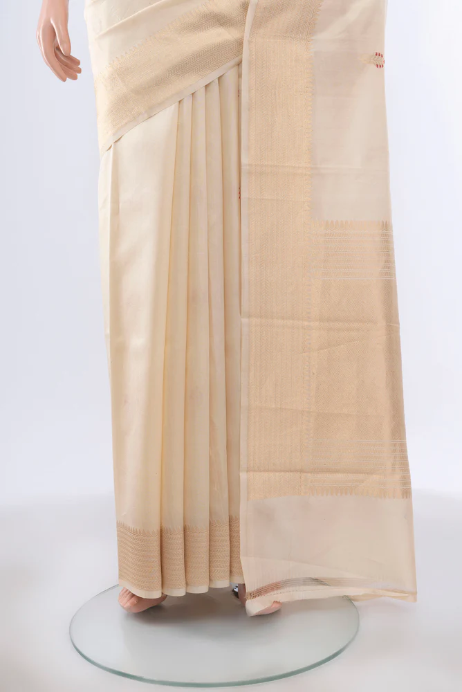 Cream Banarasi Katan Silk Saree - Image 3