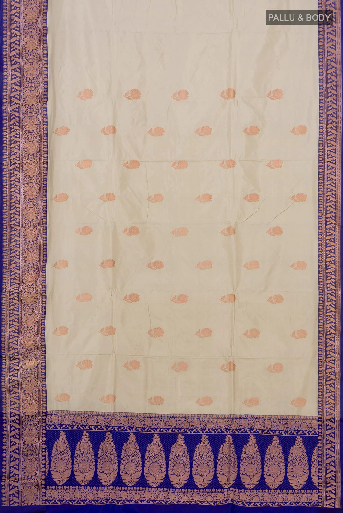 Cream Banarasi Katan Silk Saree - Image 5