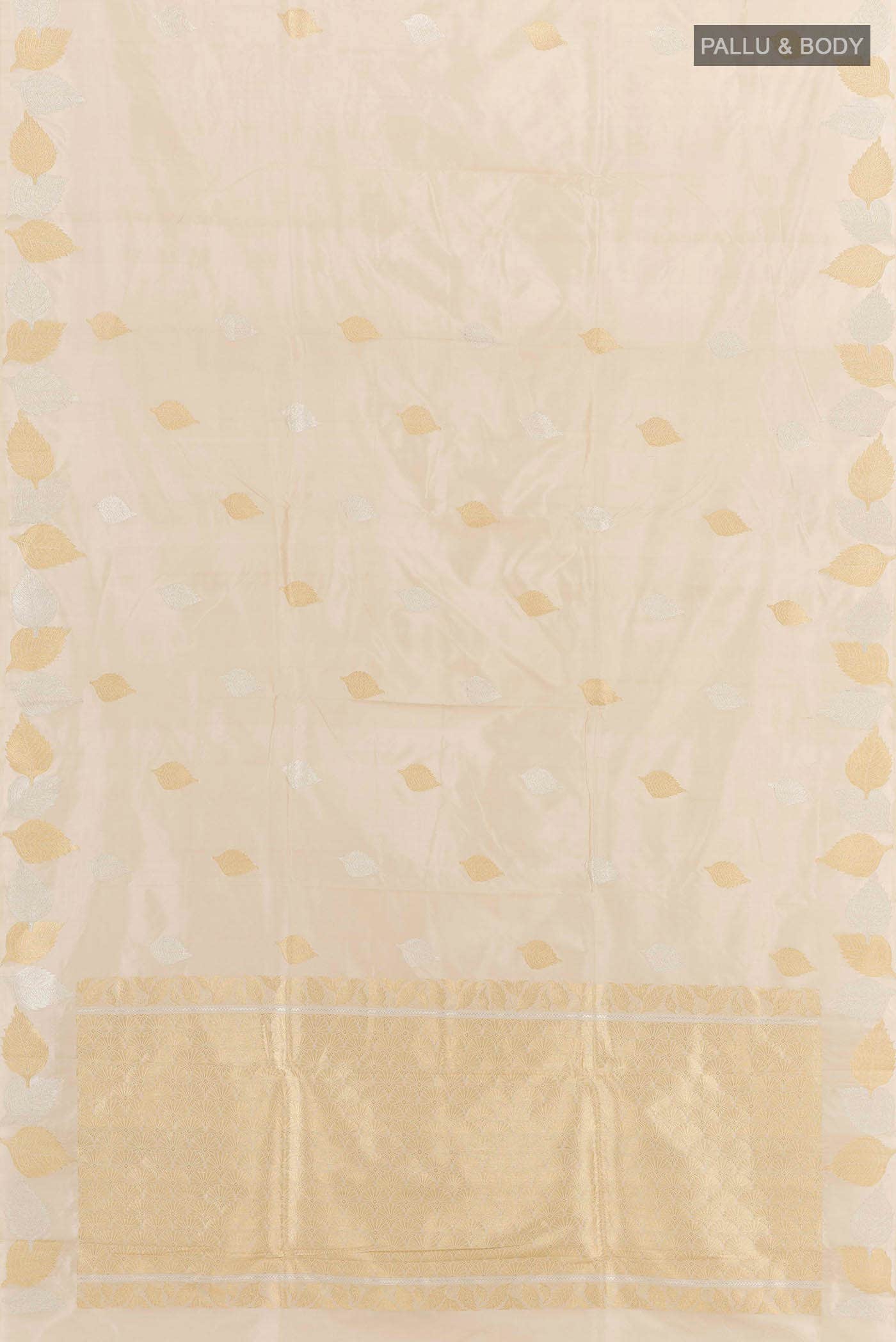 Cream Banarasi Katan Silk Saree - Image 3