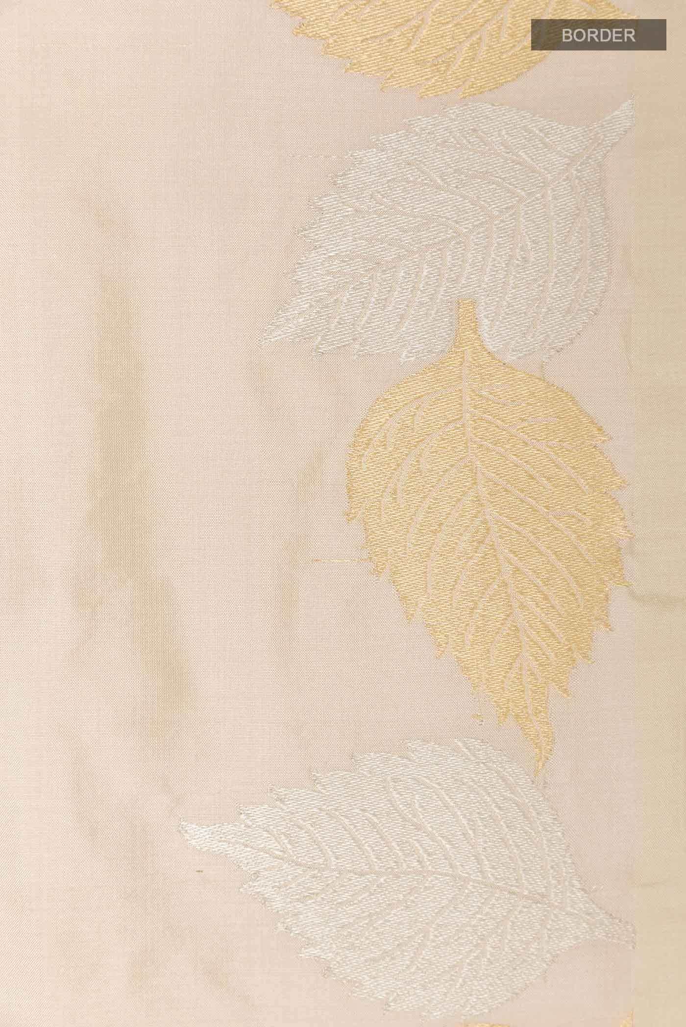 Cream Banarasi Katan Silk Saree - Image 4