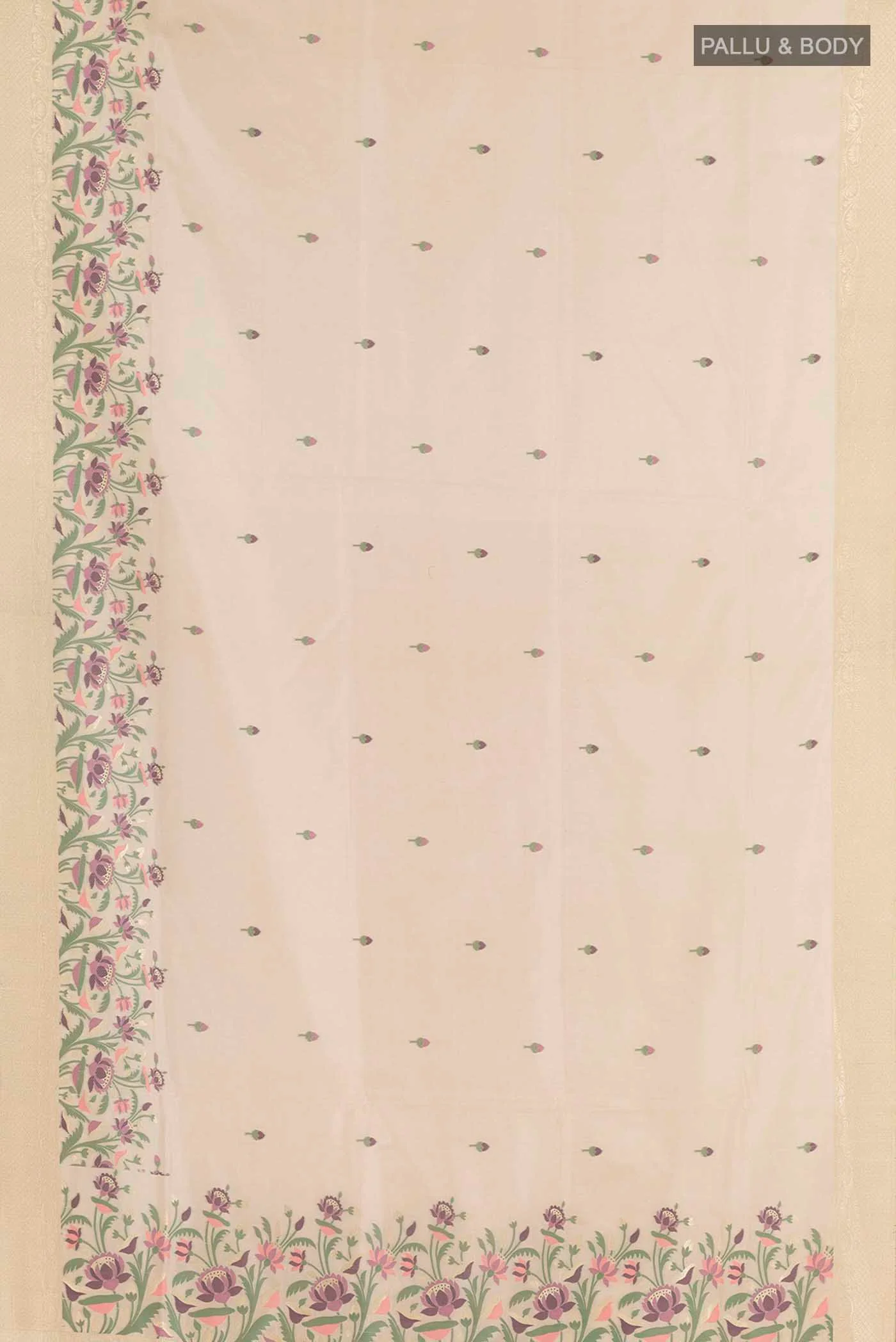 Cream Banarasi Silk Saree - Image 6