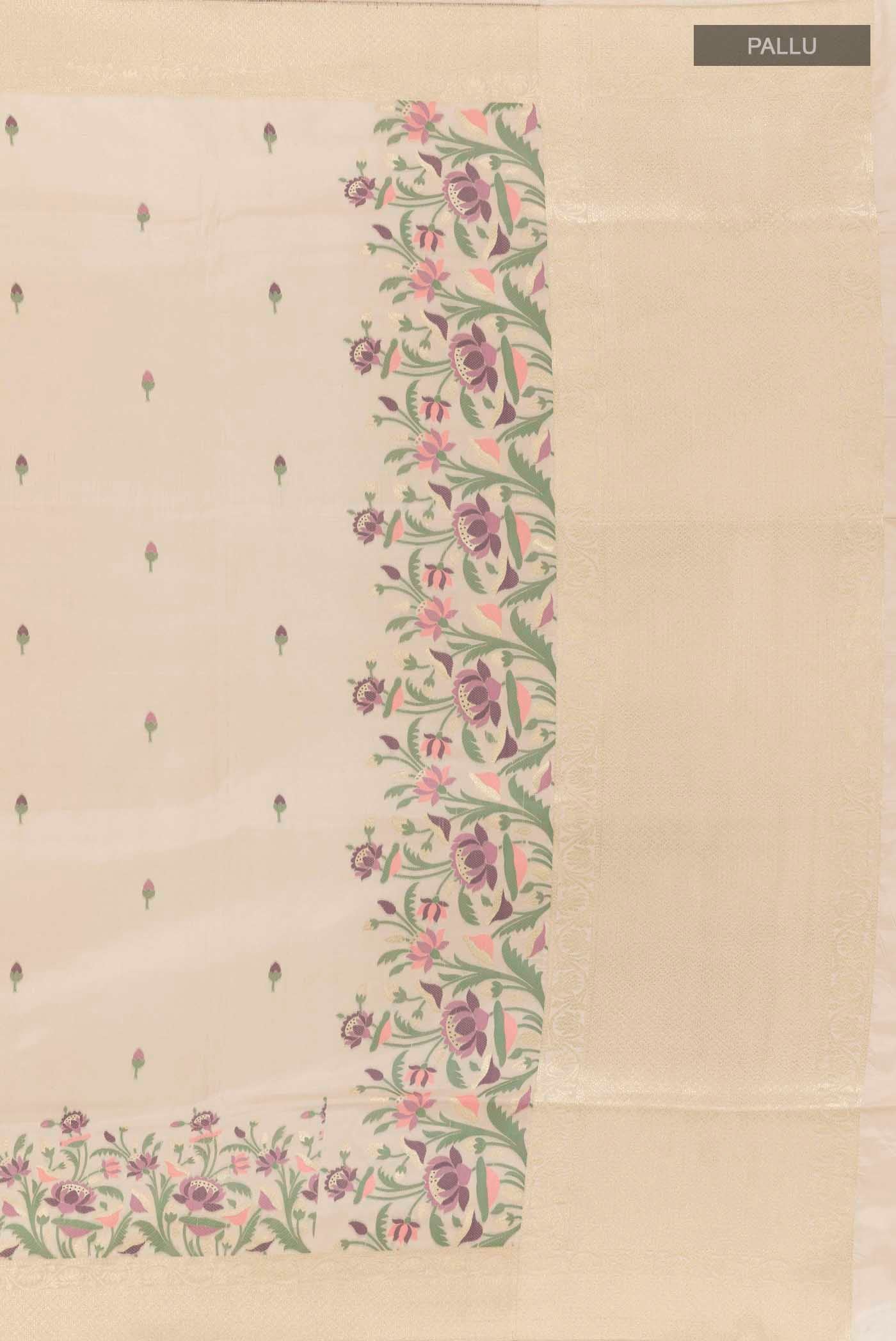 Cream Banarasi Silk Saree - Image 7
