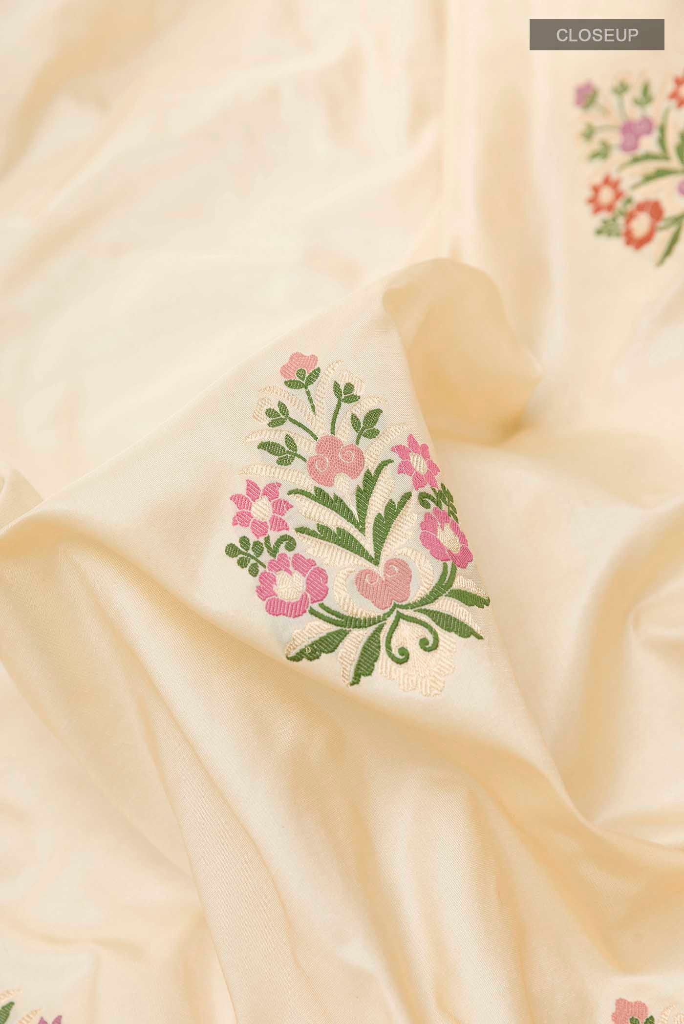 Cream Banarasi Silk Saree - Image 2