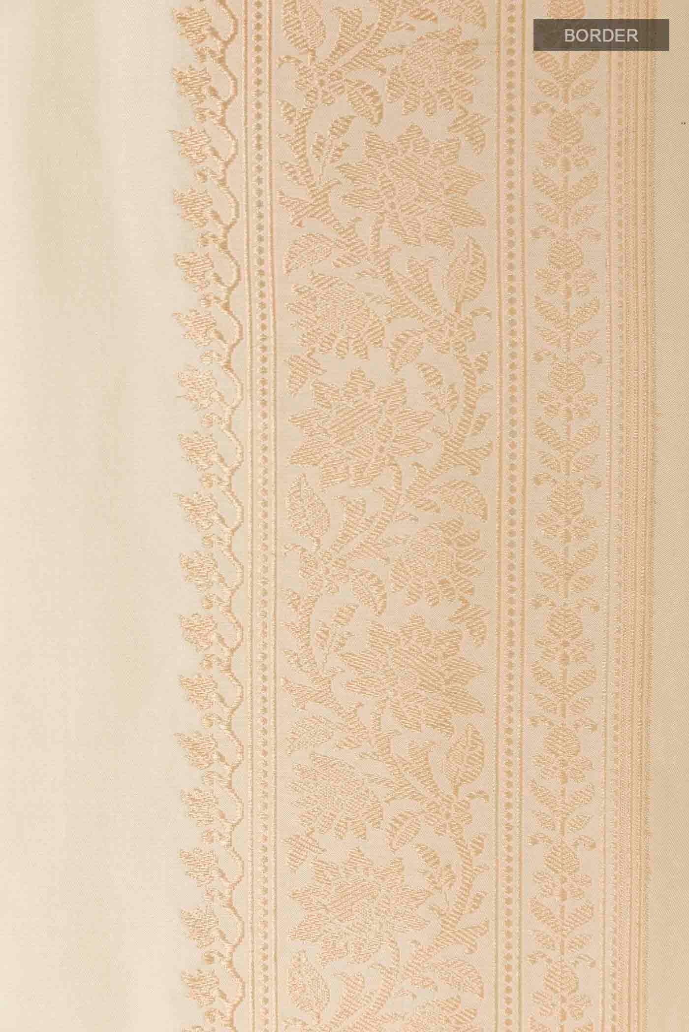 Cream Banarasi Silk Saree - Image 3