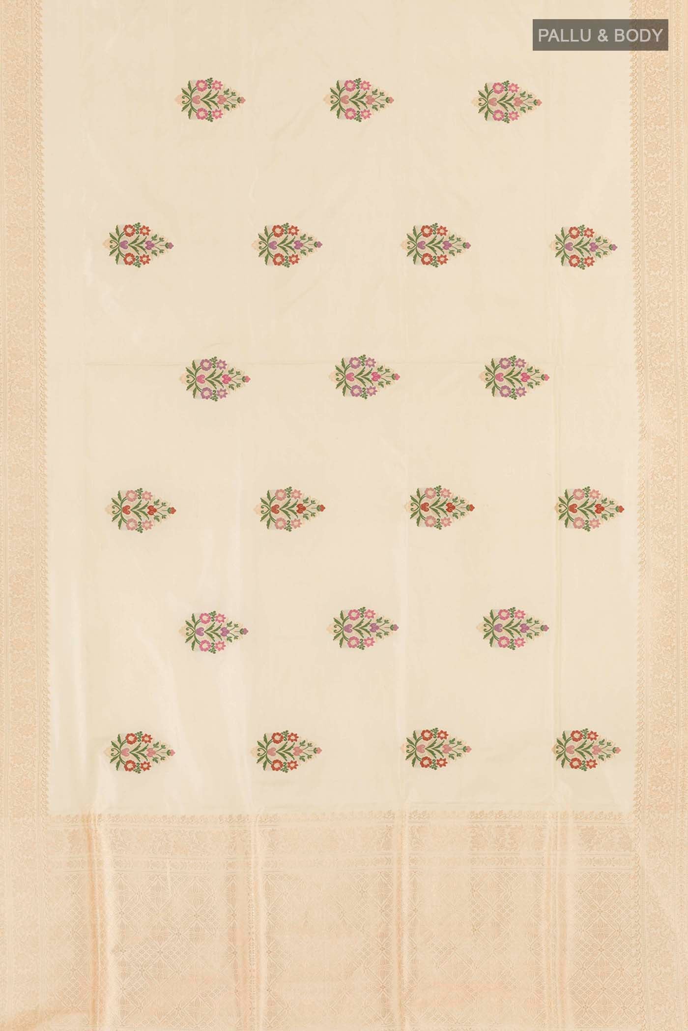 Cream Banarasi Silk Saree - Image 6