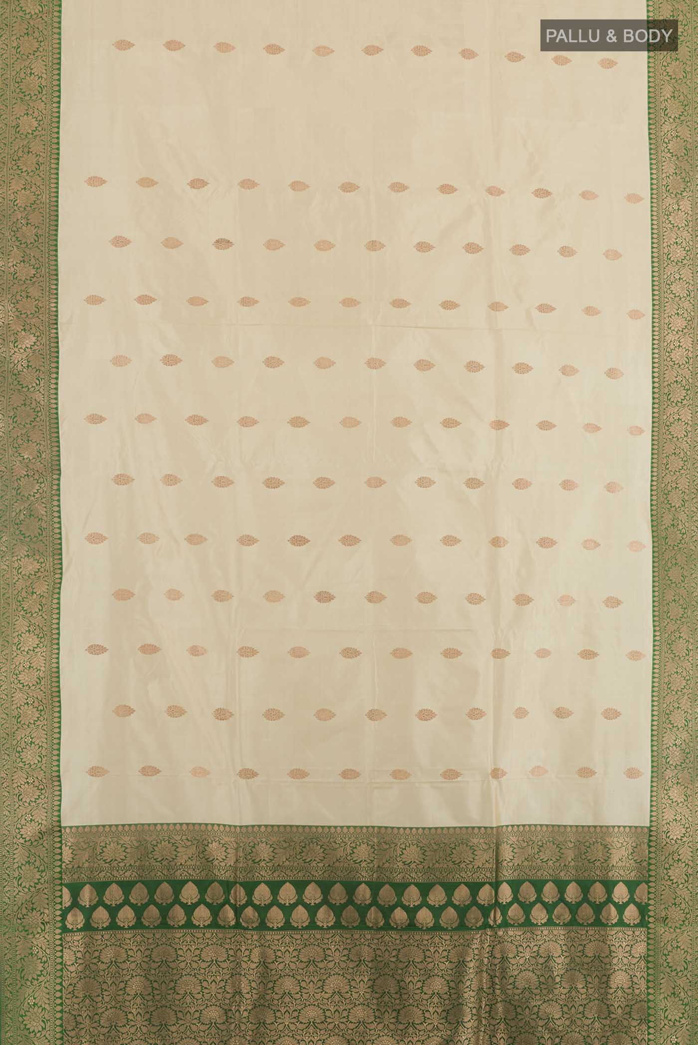 Cream Banarasi Silk Saree - Image 3