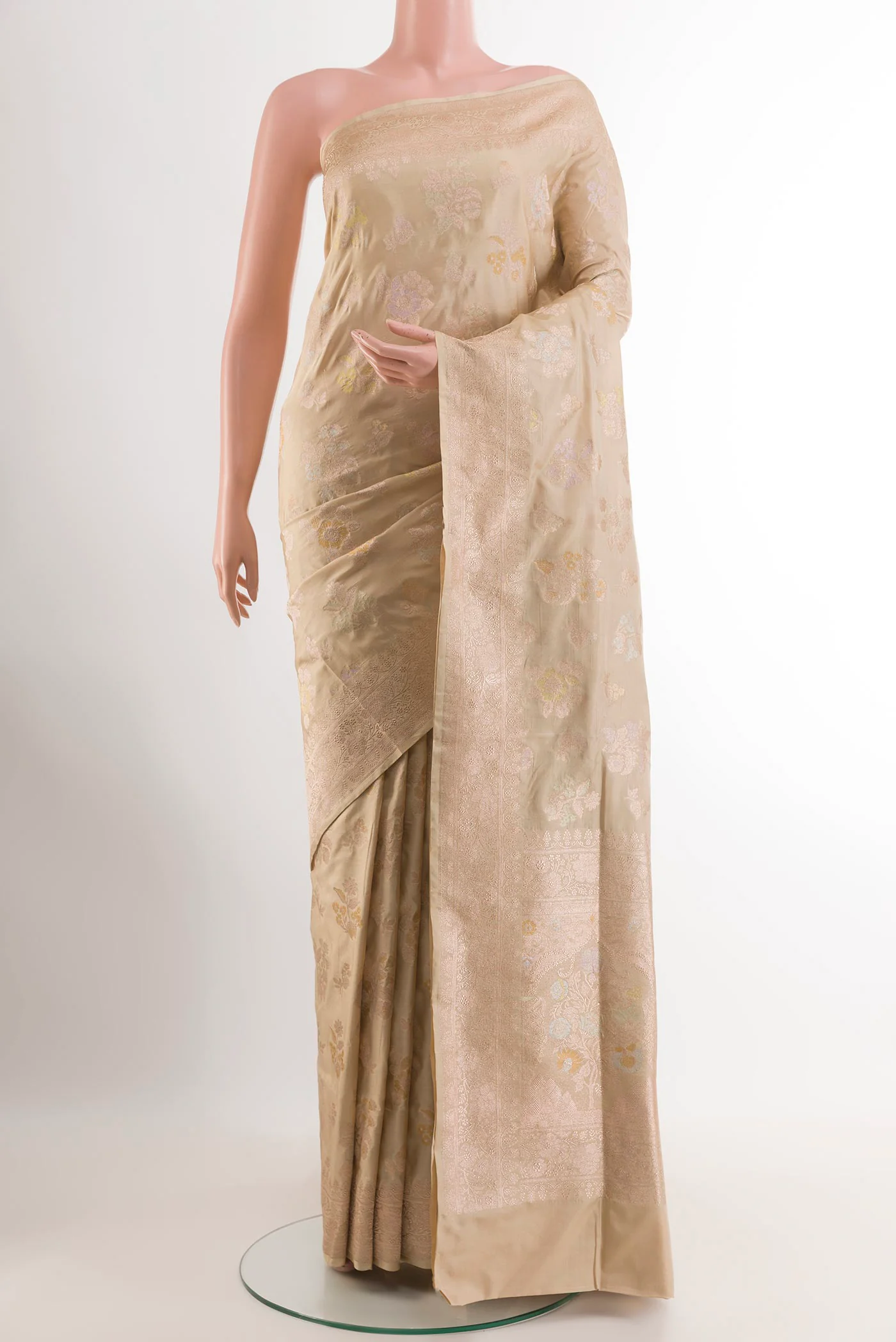 Beige Banarasi Silk Saree