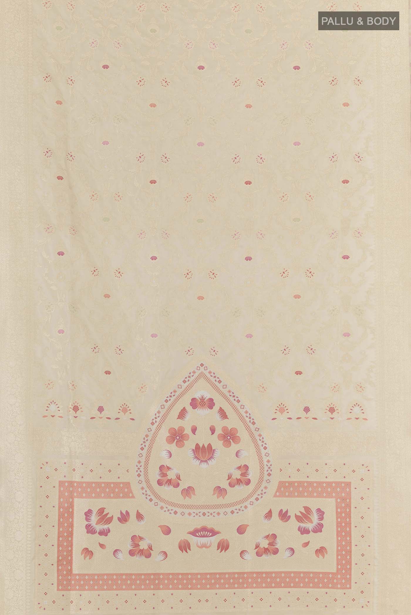 Cream Banarasi Silk Saree - Image 4