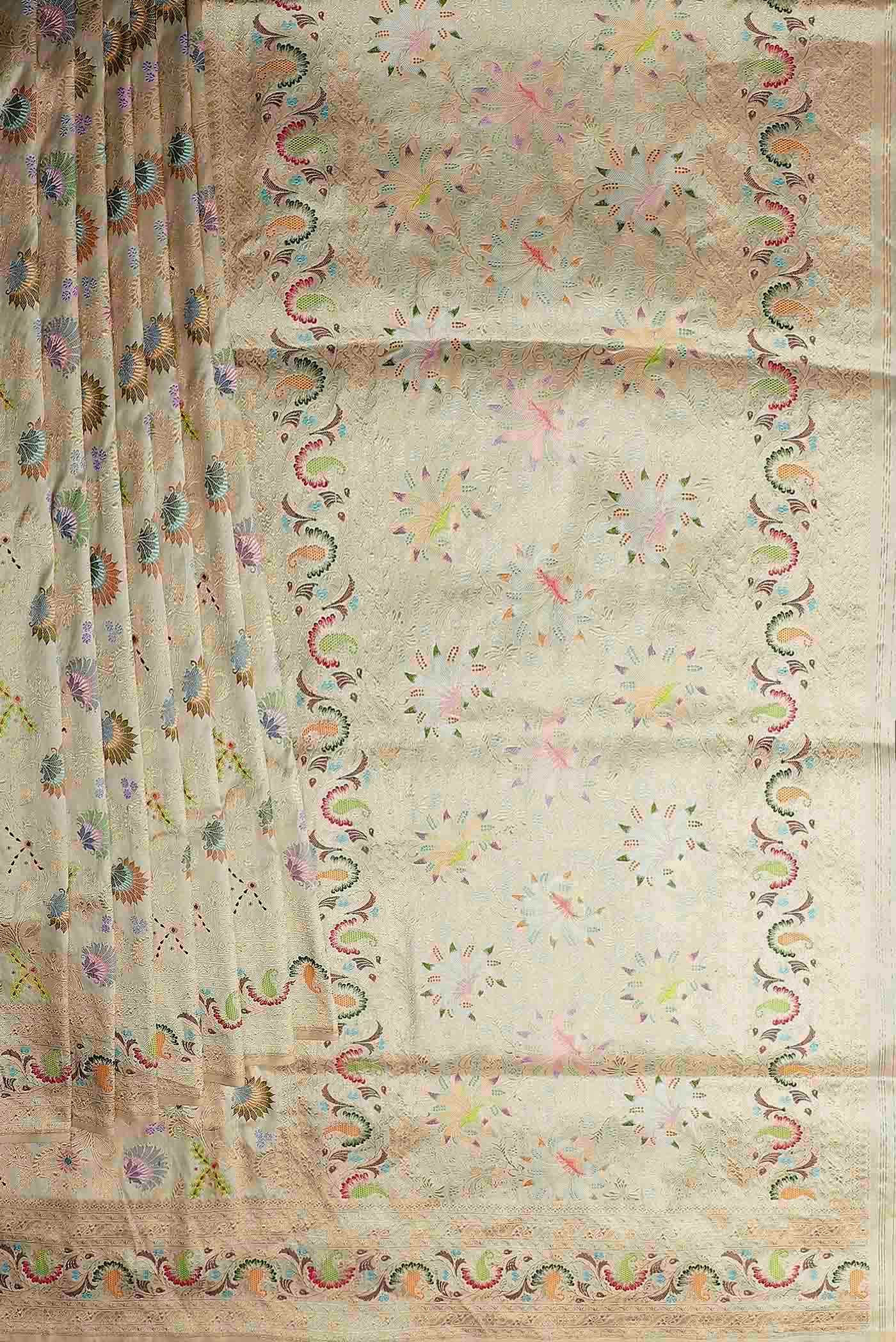 Cream Banarasi Silk Saree - Image 6