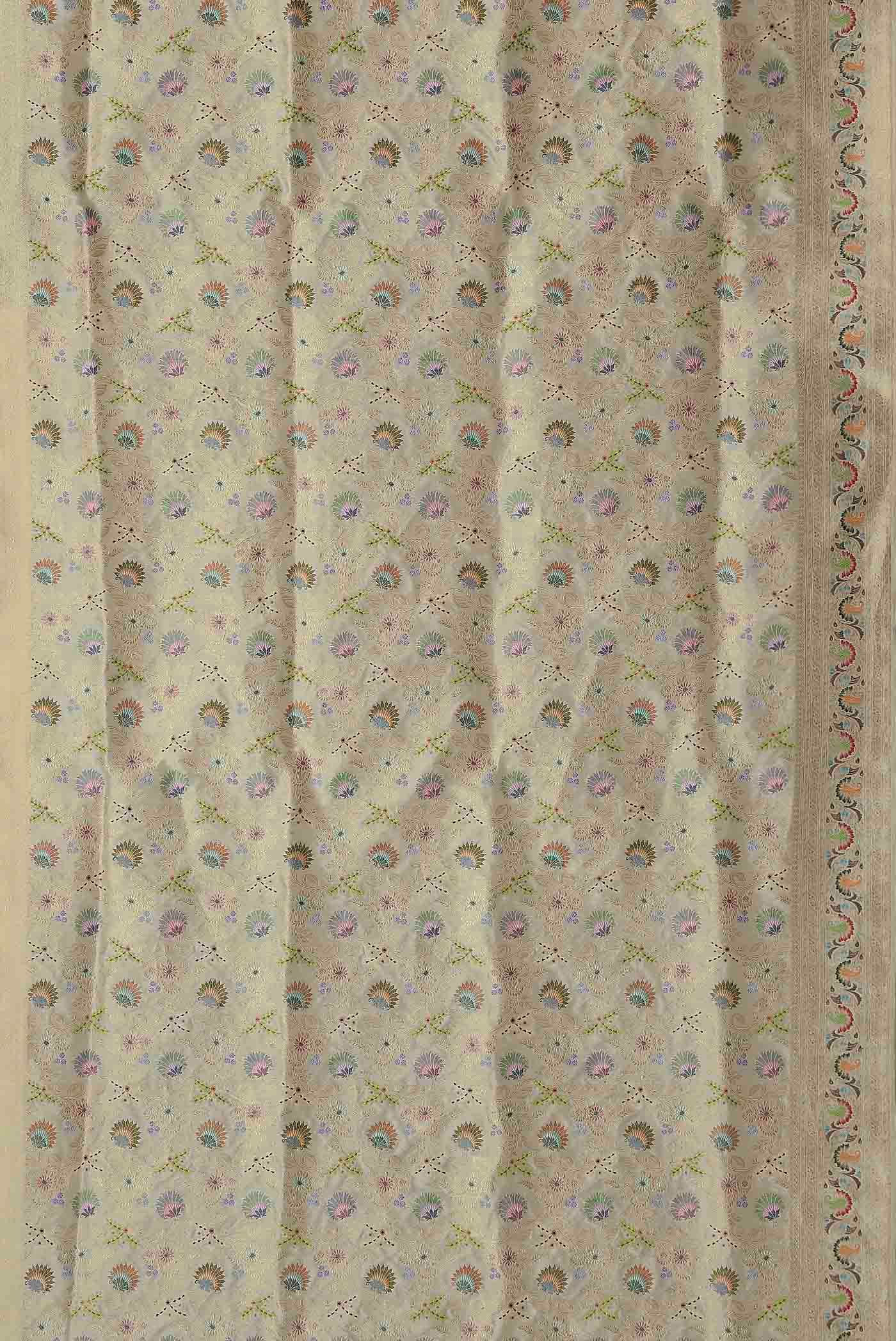 Cream Banarasi Silk Saree - Image 7