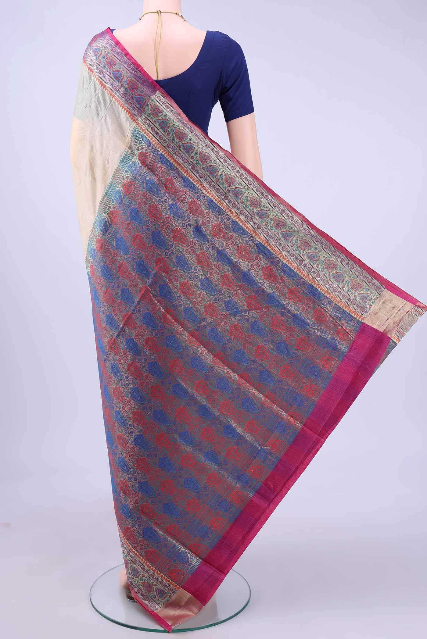 Cream Banarasi Silk Saree - Image 2