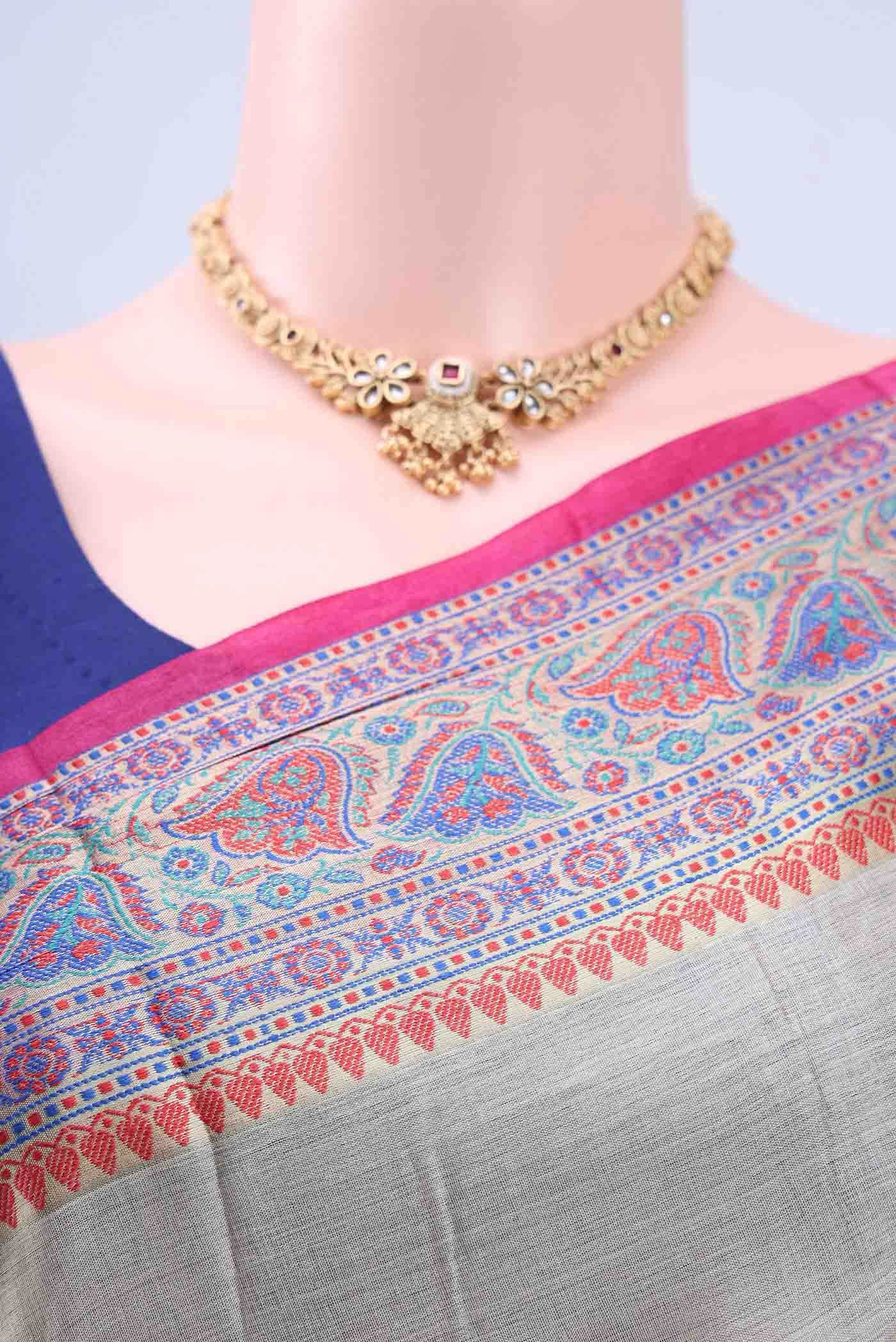 Cream Banarasi Silk Saree - Image 3