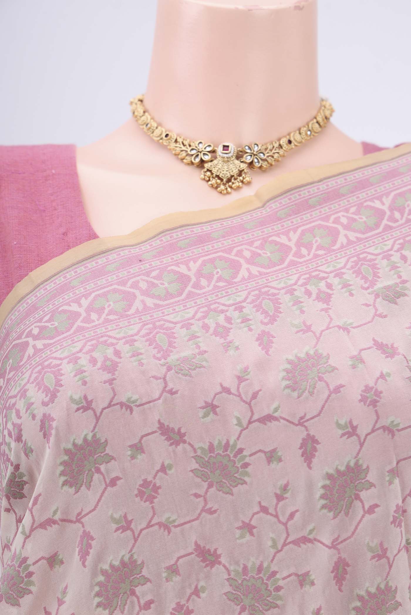 Cream Banarasi Silk Saree - Image 2