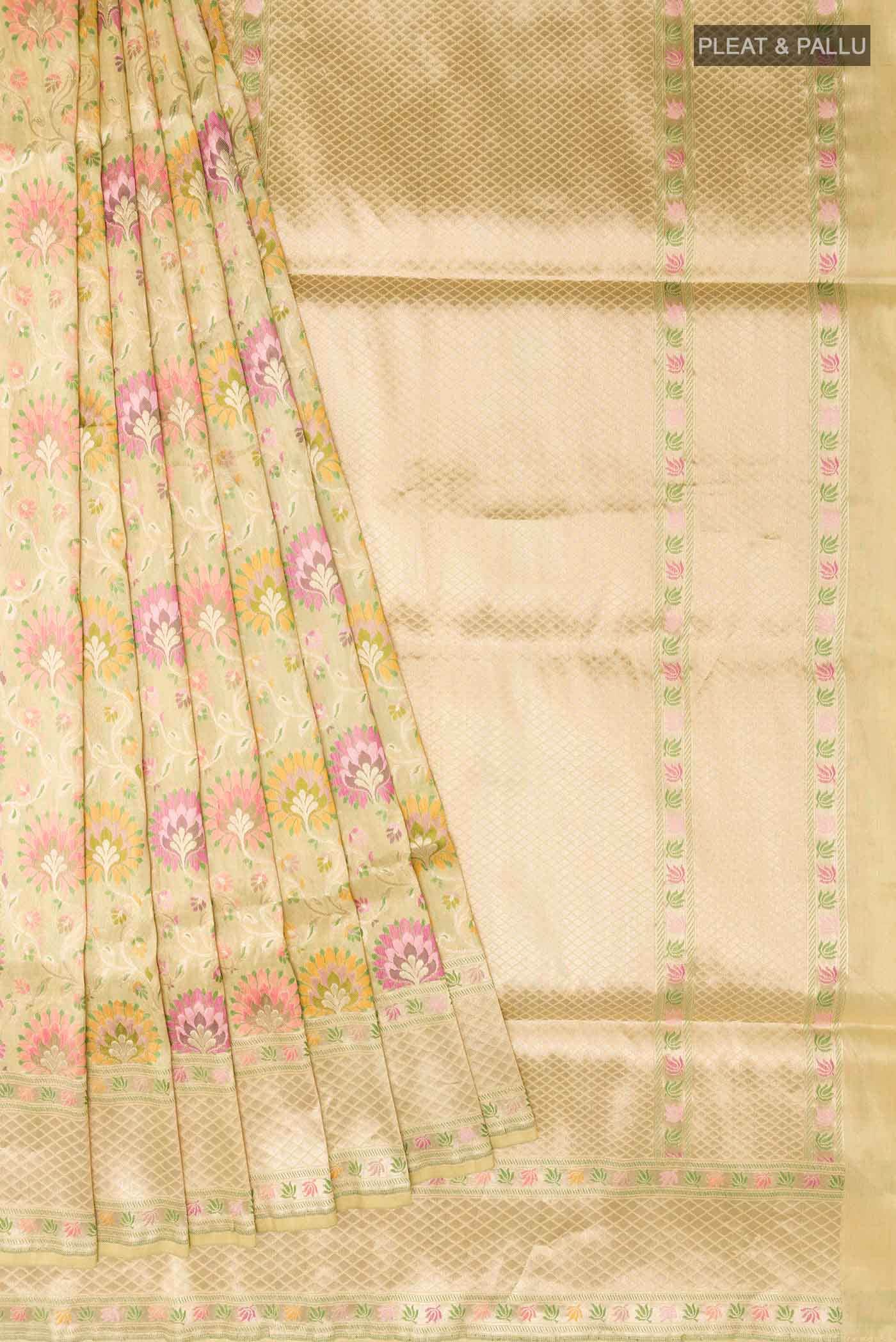 Cream Banarasi Silk Saree - Image 2