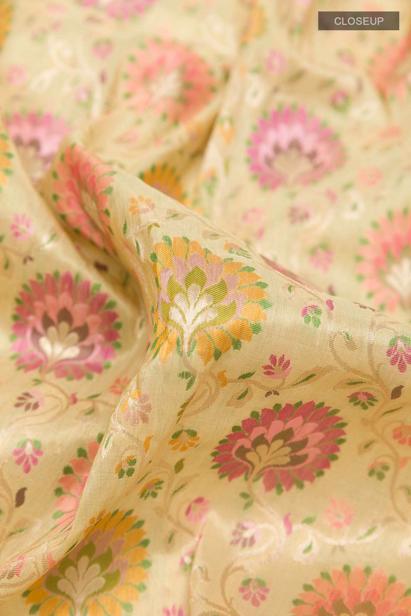 Cream Banarasi Silk Saree - Image 3