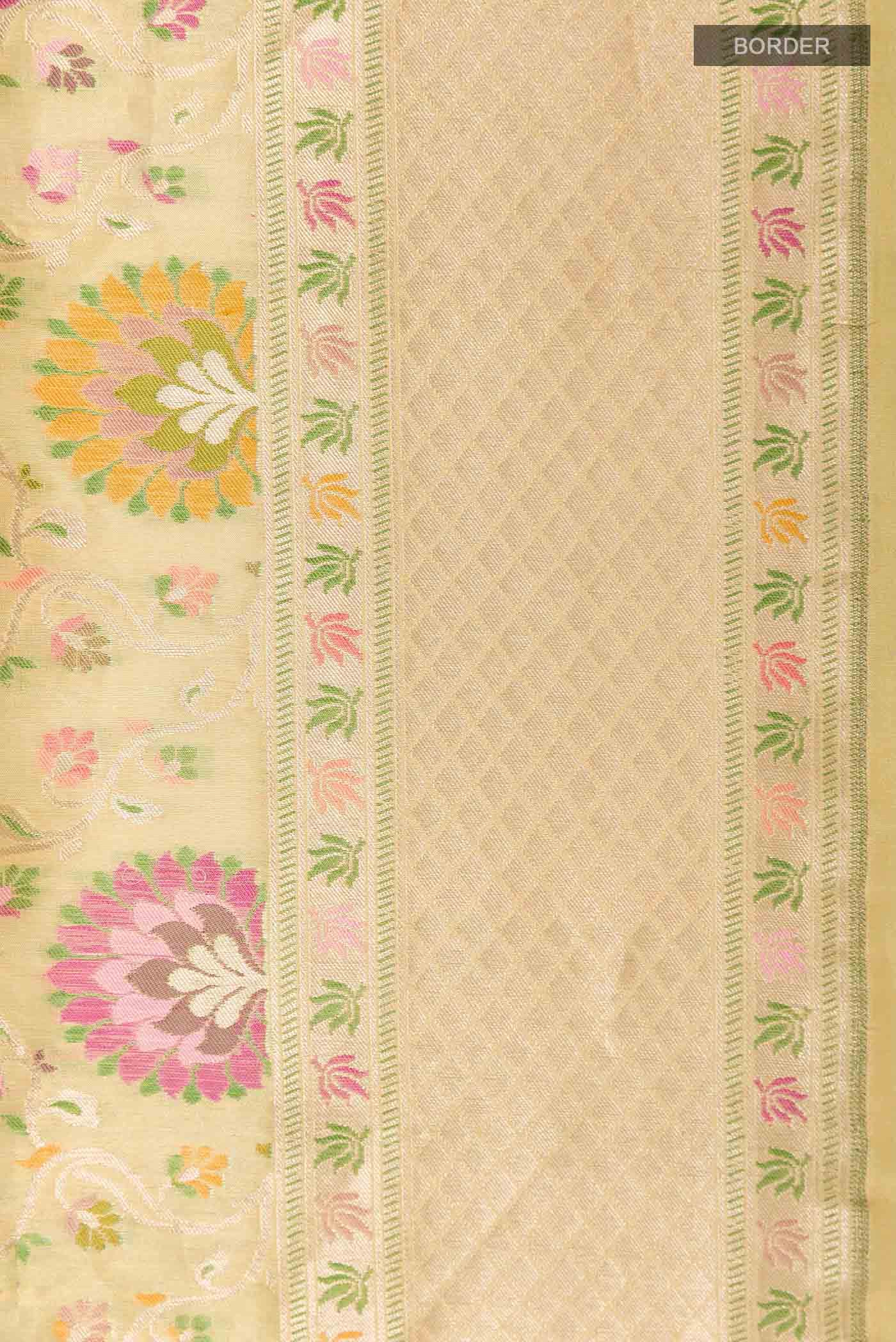 Cream Banarasi Silk Saree - Image 6