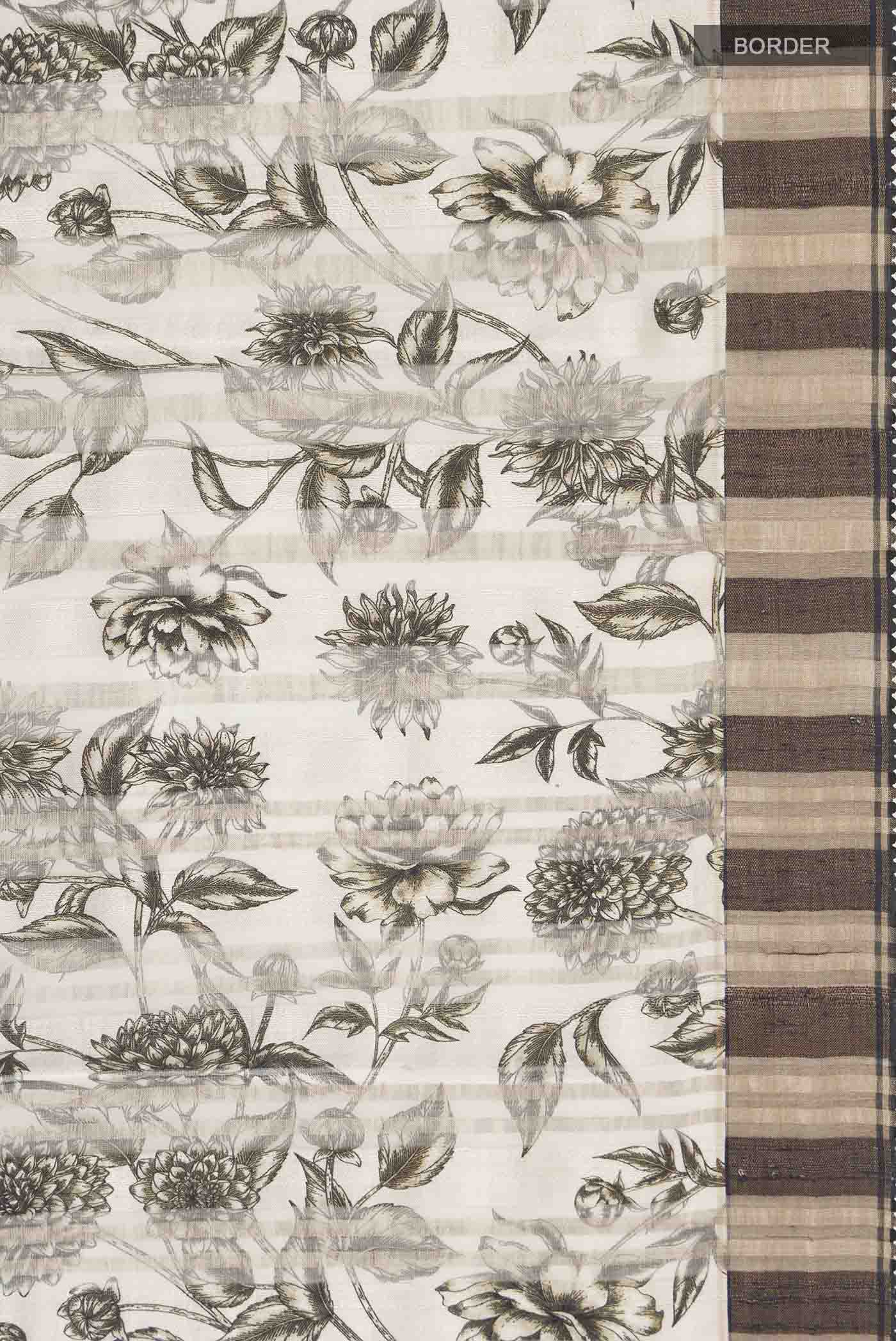 Cream Bhagalpuri Tussar Silk Saree - Image 3