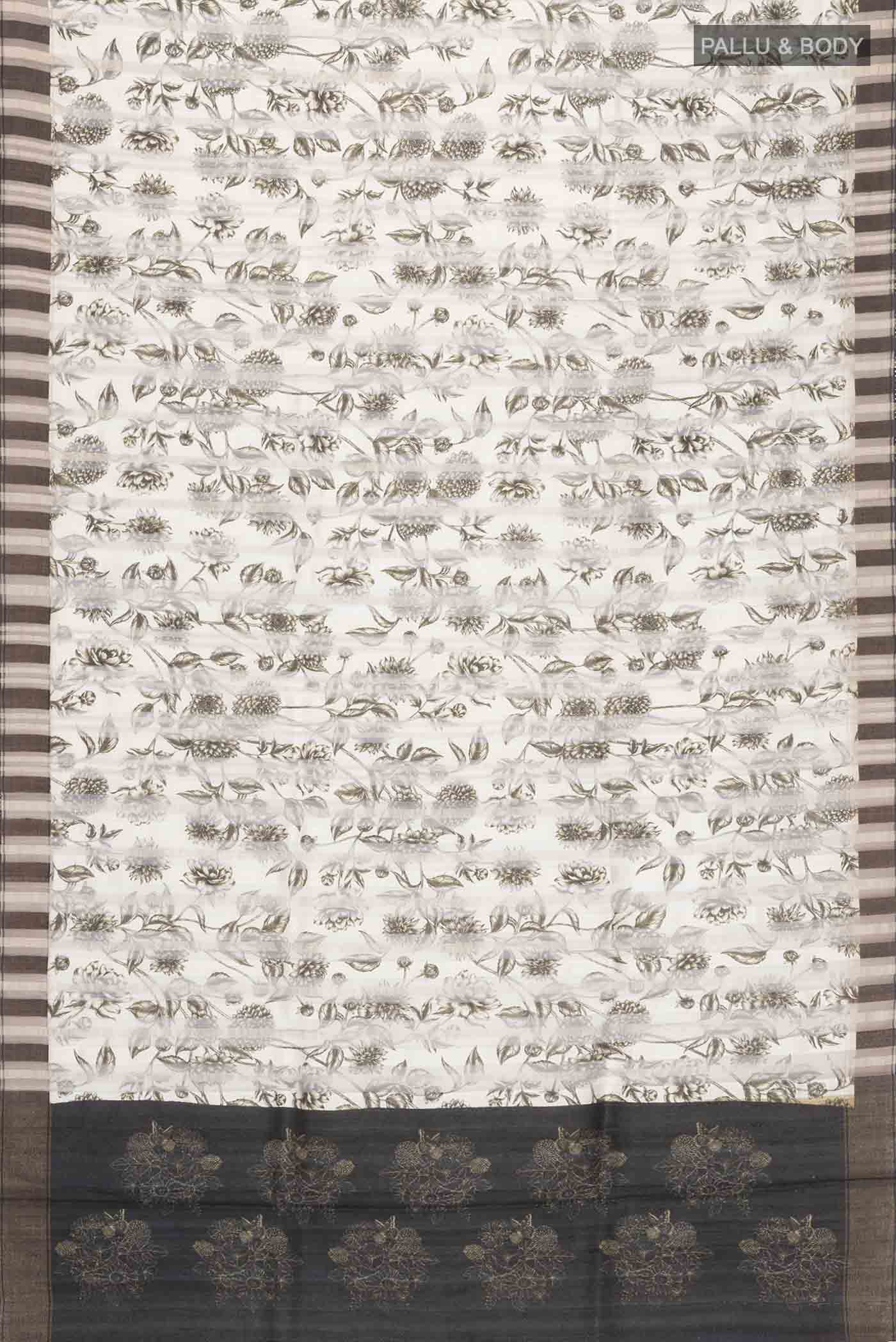 Cream Bhagalpuri Tussar Silk Saree - Image 5