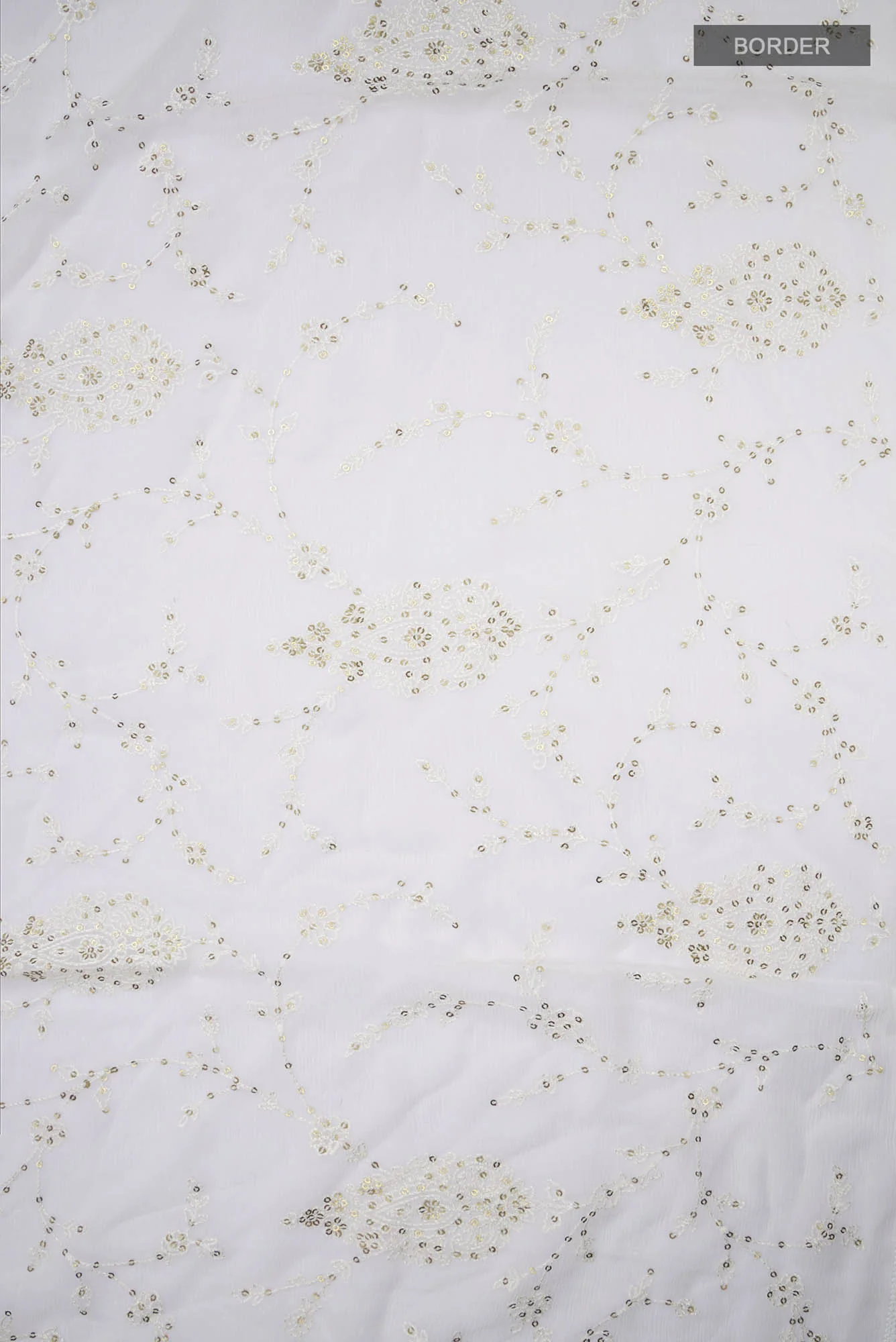 Cream Blended Chiffon Saree - Image 3
