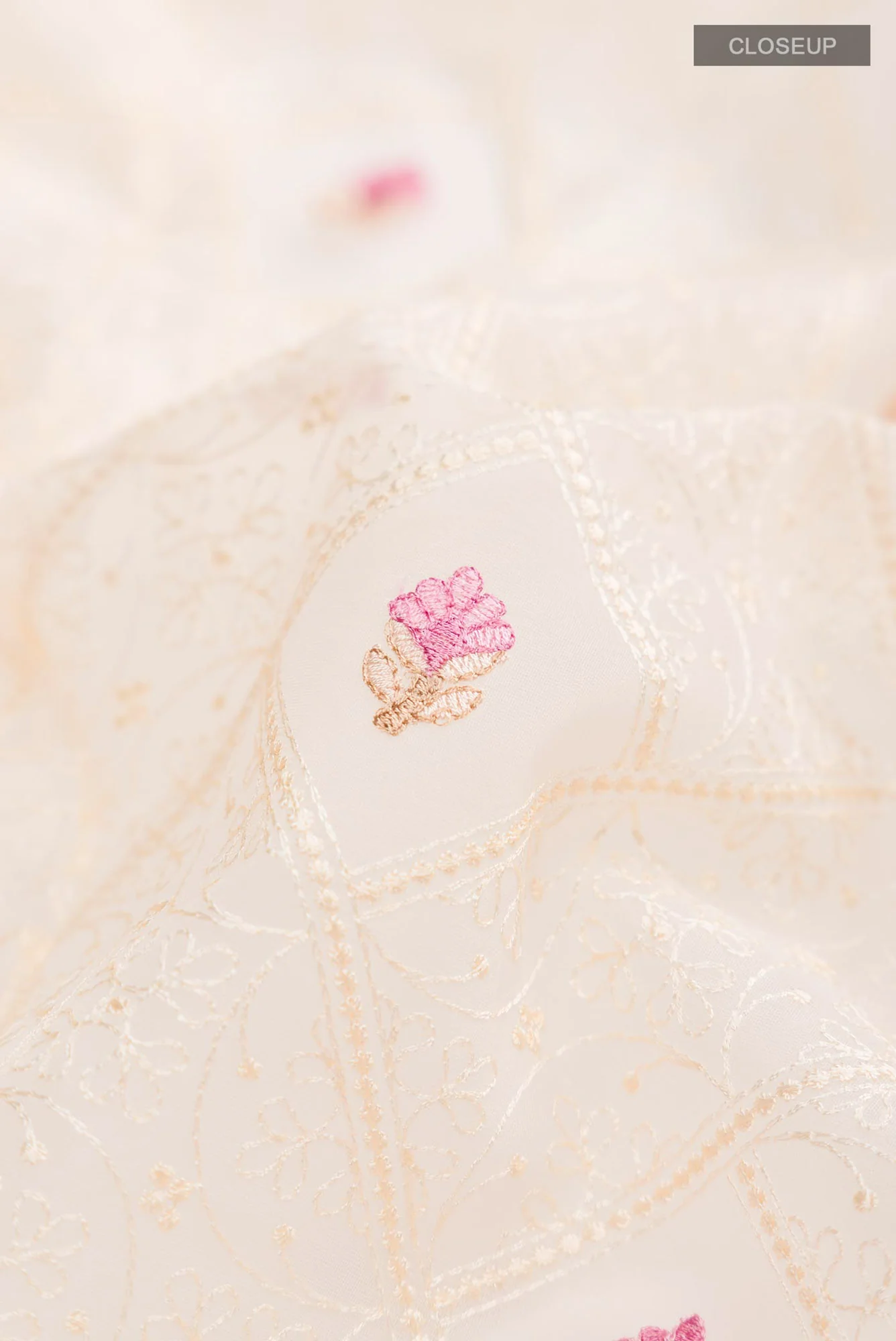 Cream Blended Kora Cotton Saree - Image 2