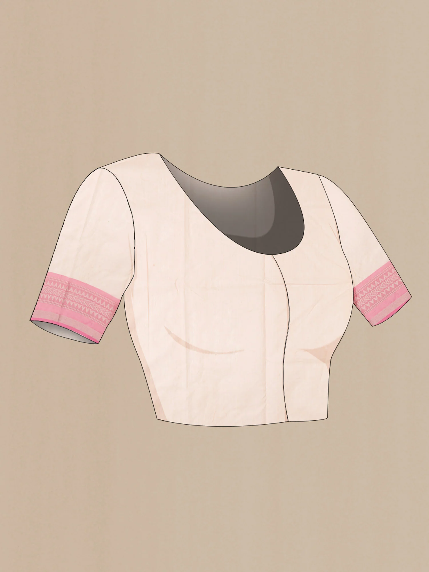 Cream Blended Kora Cotton Saree - Image 4