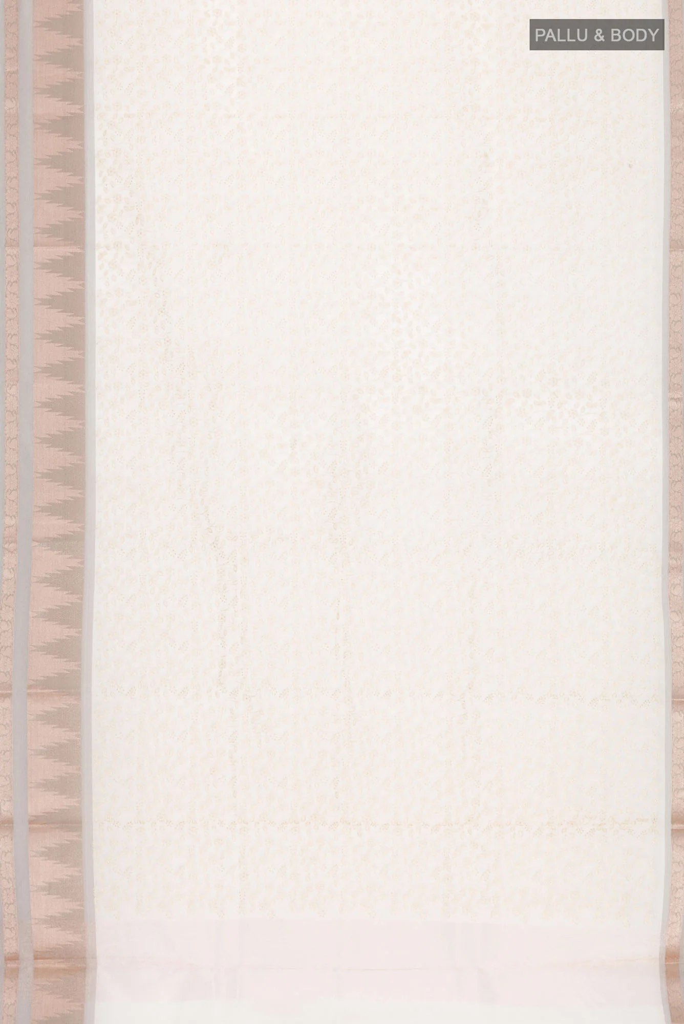 Cream Blended Kora Cotton Saree - Image 5