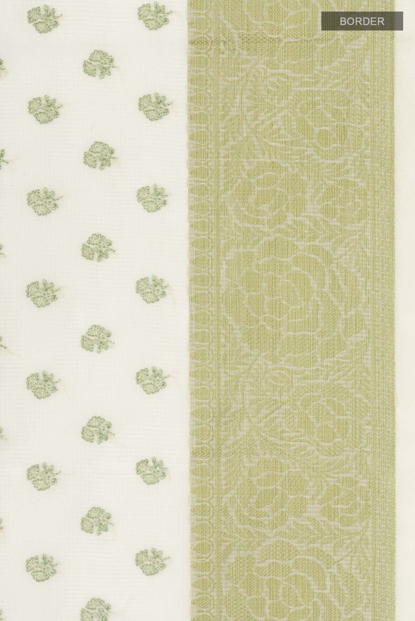 Cream Blended Kota Cotton Saree - Image 3