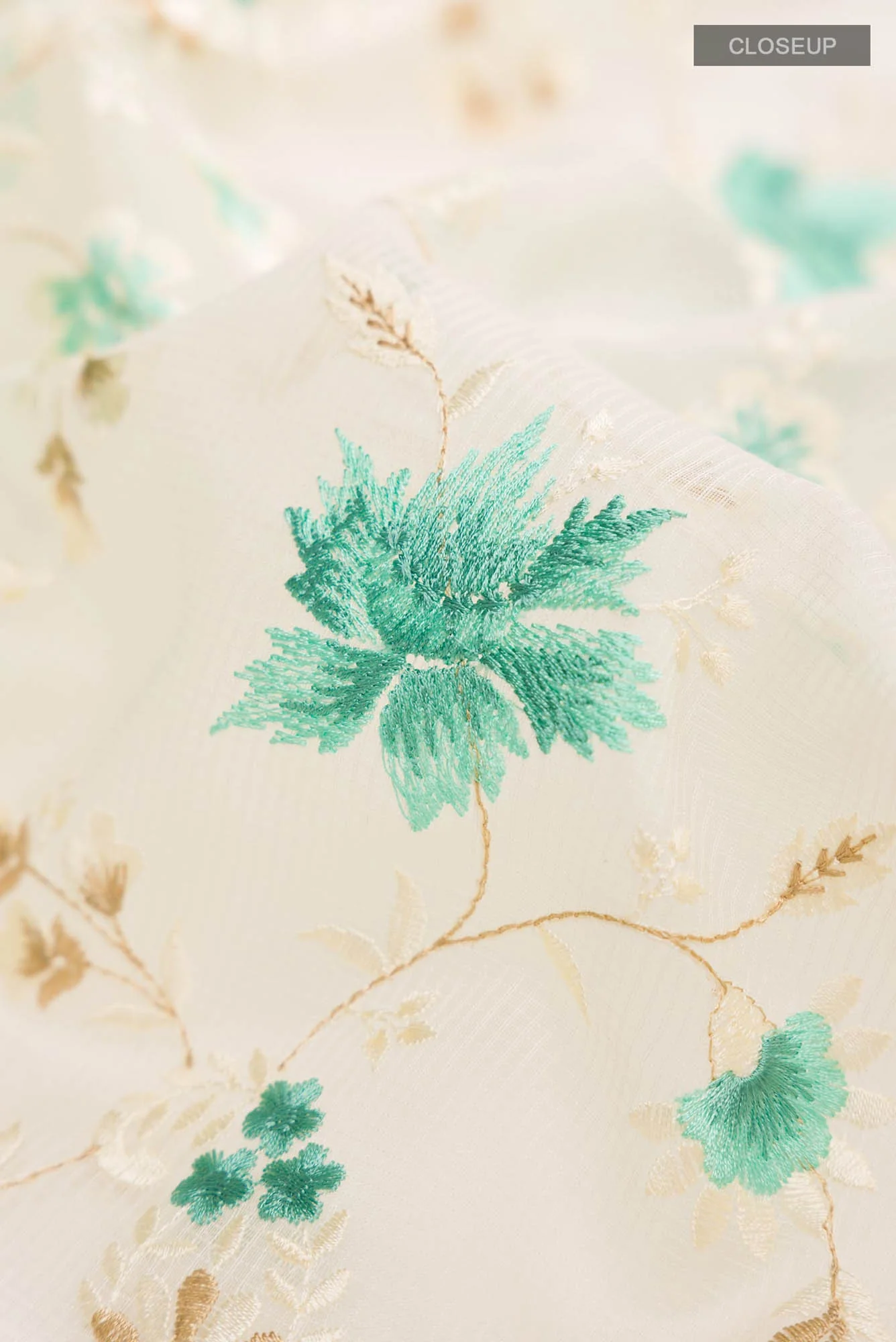 Cream Blended Kota Cotton Saree - Image 2