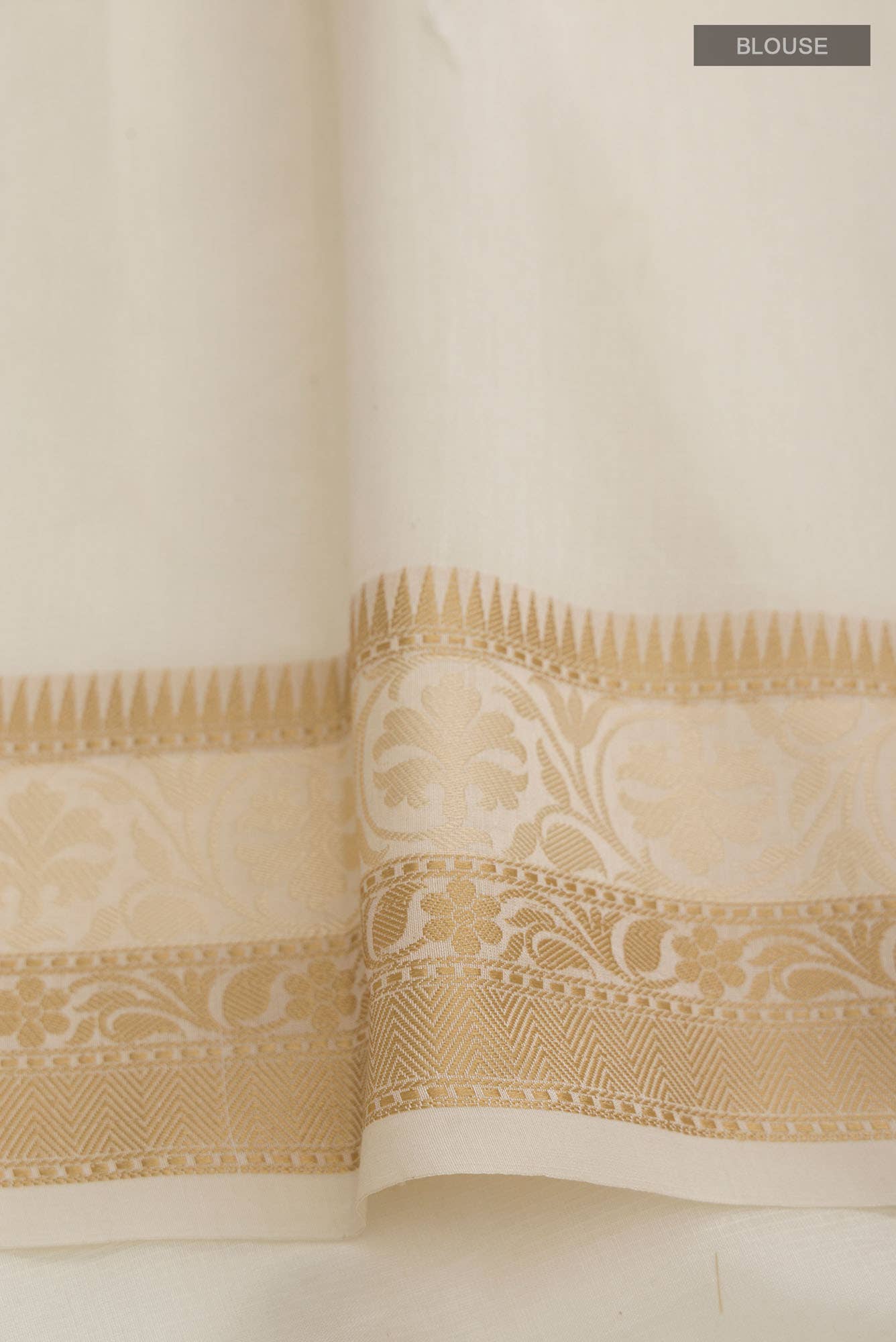 Cream Blended Kota Cotton Saree - Image 2