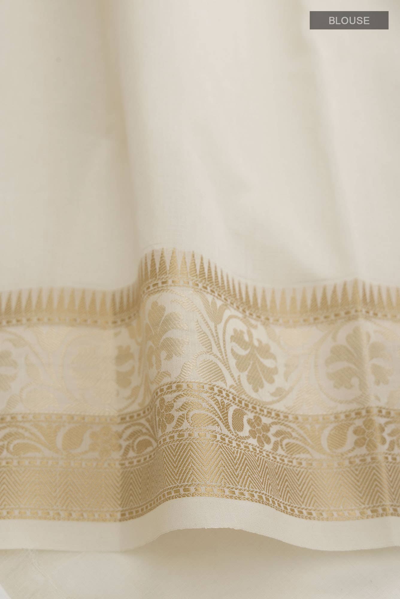 Cream Blended Kota Cotton Saree - Image 2
