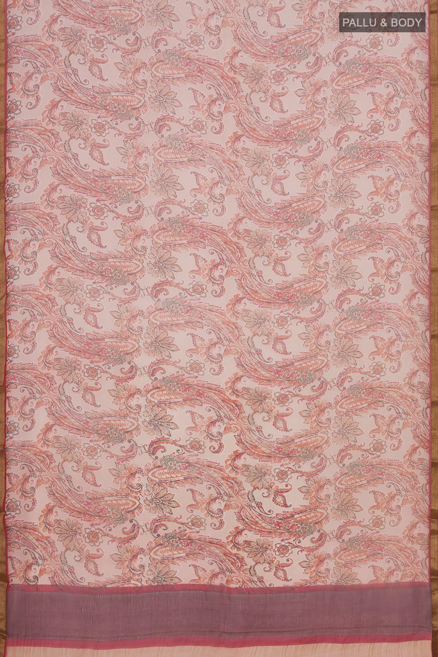 Beige Mysore Chiffon Saree - Image 5