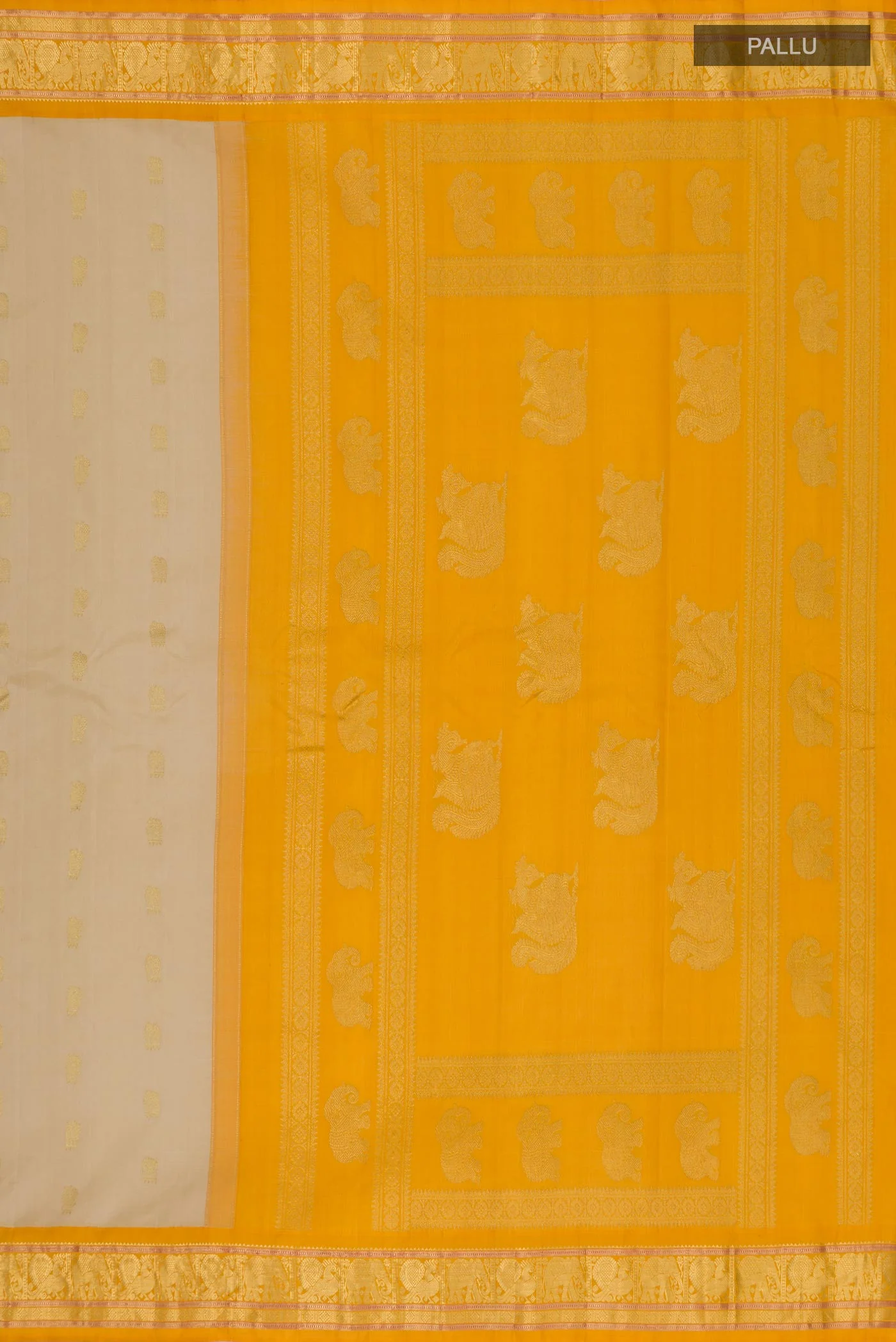 Beige Gadwal Silk Saree - Image 6