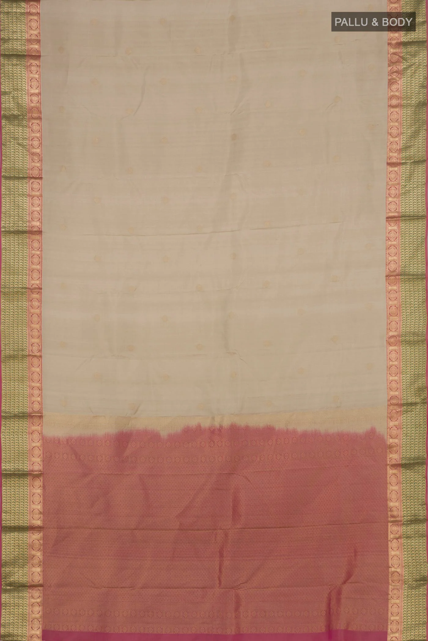 Cream Kanchipuram Silk Saree - Image 5