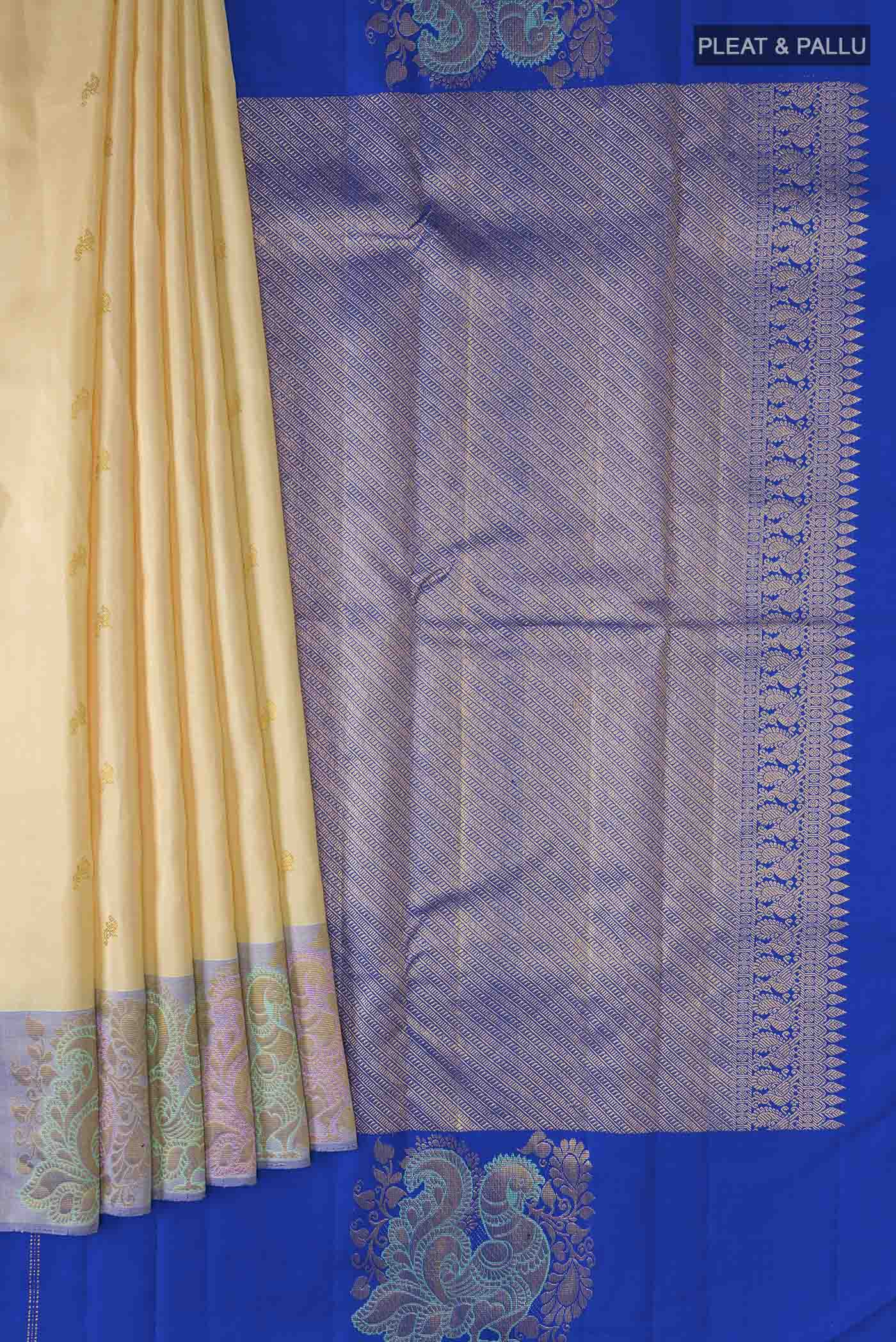 Cream Kanjivaram Silk Saree - Image 4