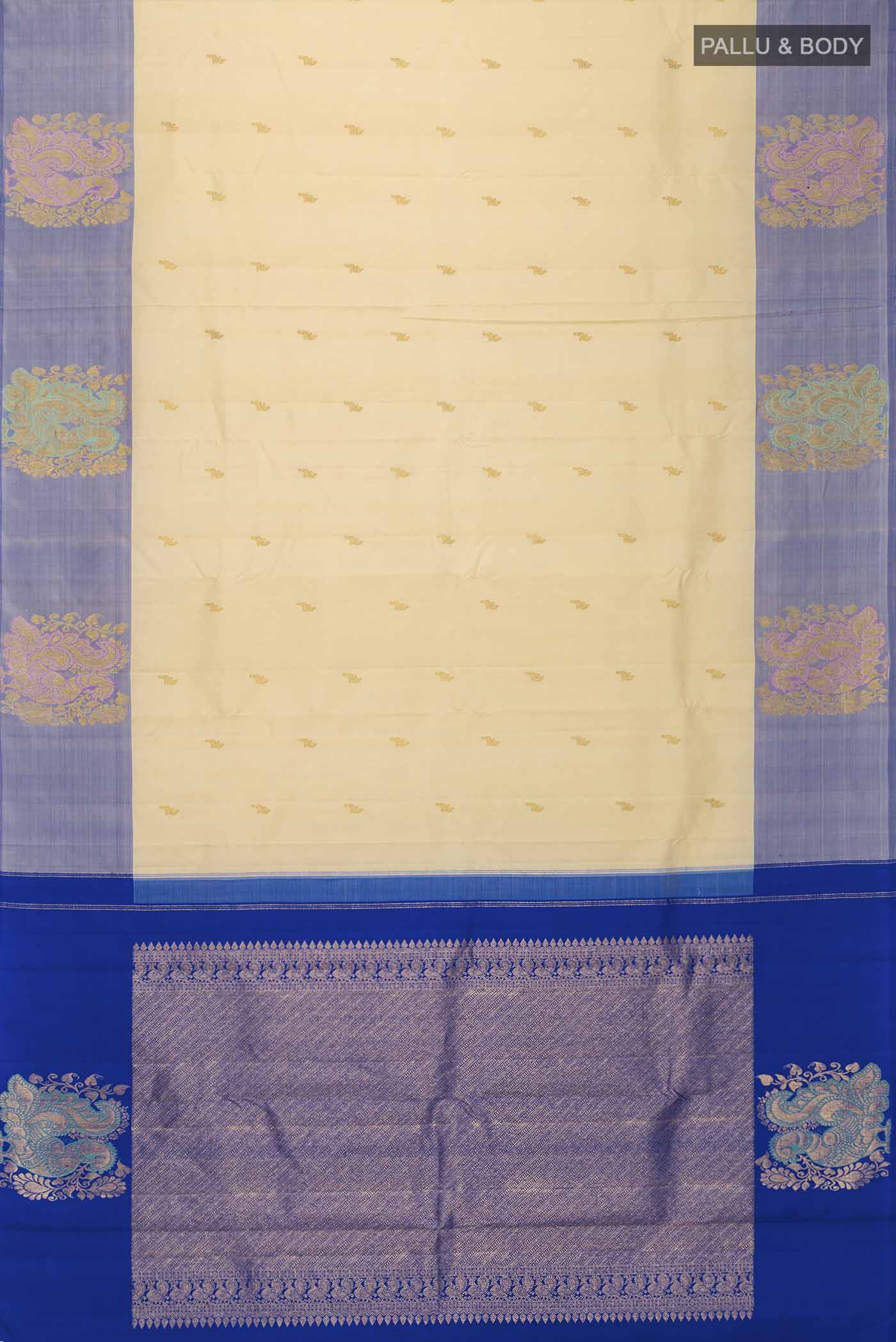Cream Kanjivaram Silk Saree - Image 6