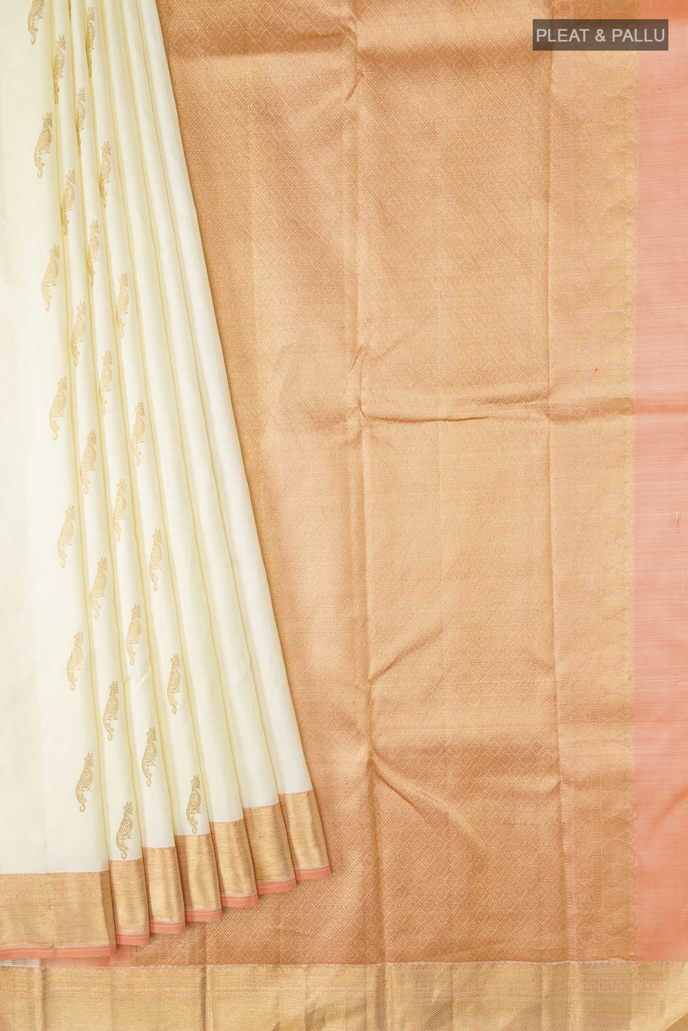 Cream Kanjivaram Silk Saree - Image 4