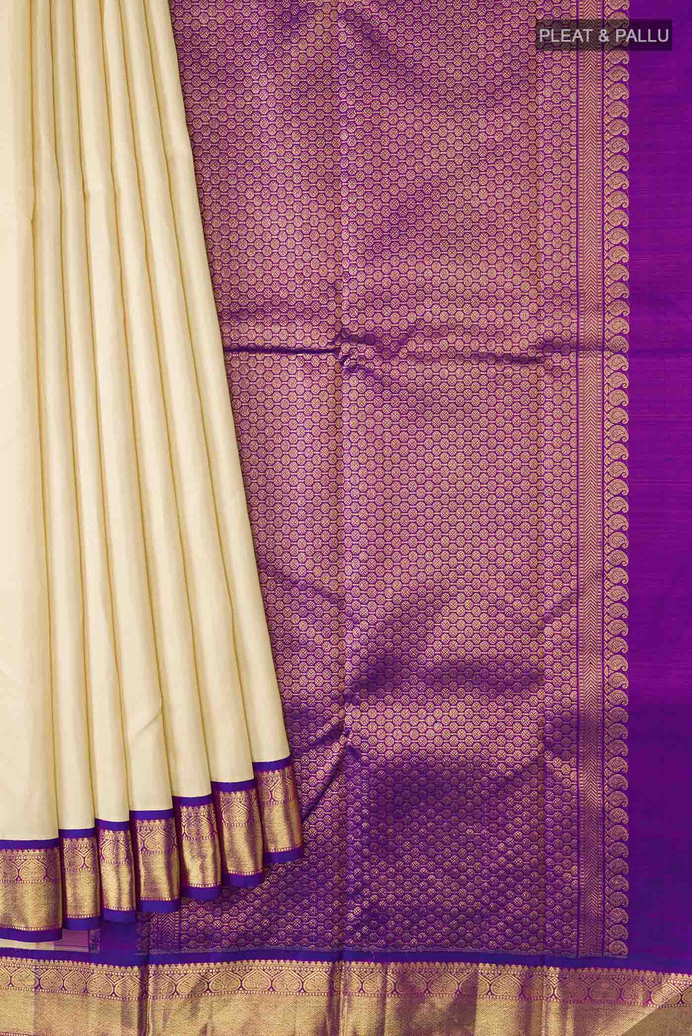 Cream Kanjivaram Silk Saree - Image 4