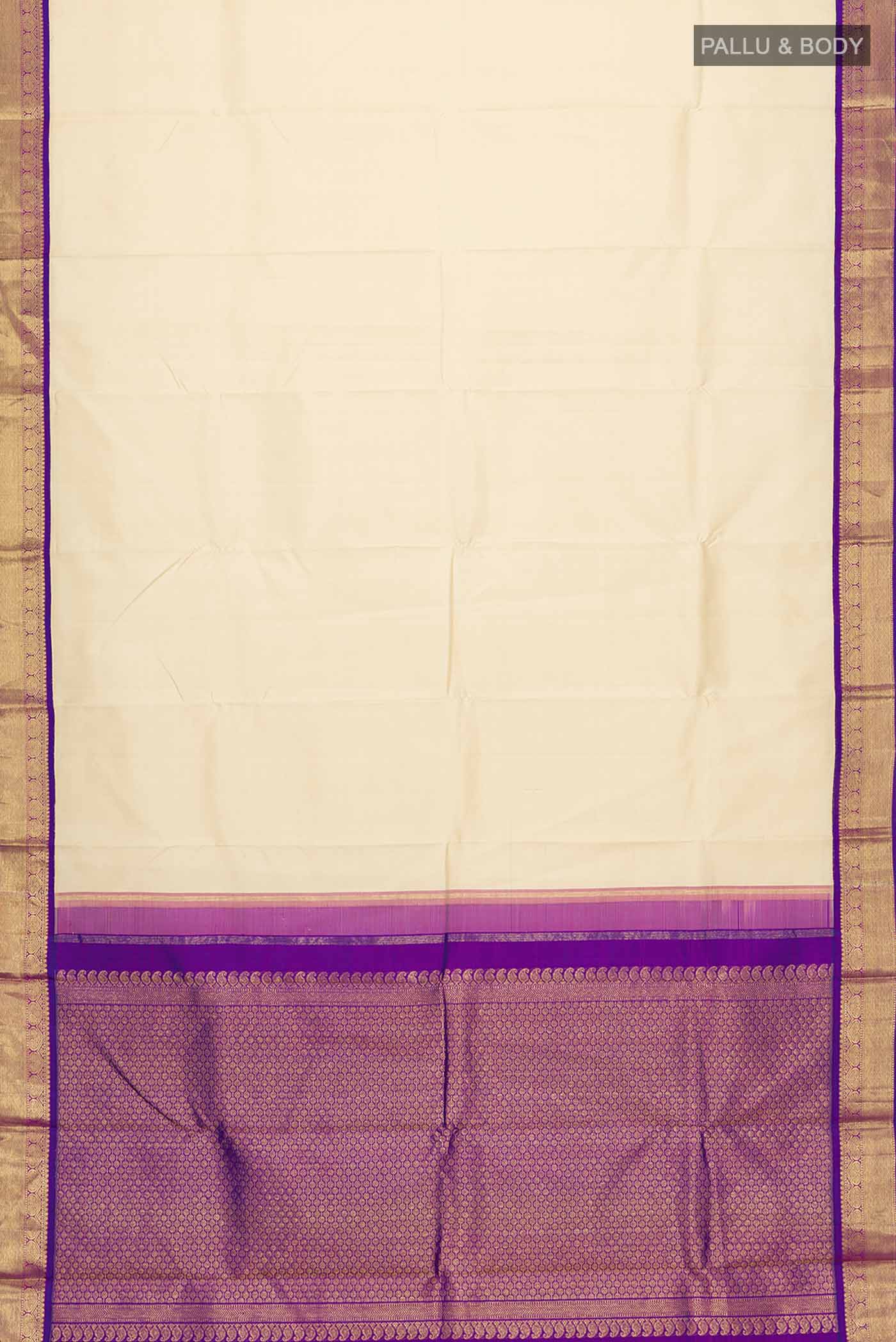 Cream Kanjivaram Silk Saree - Image 6